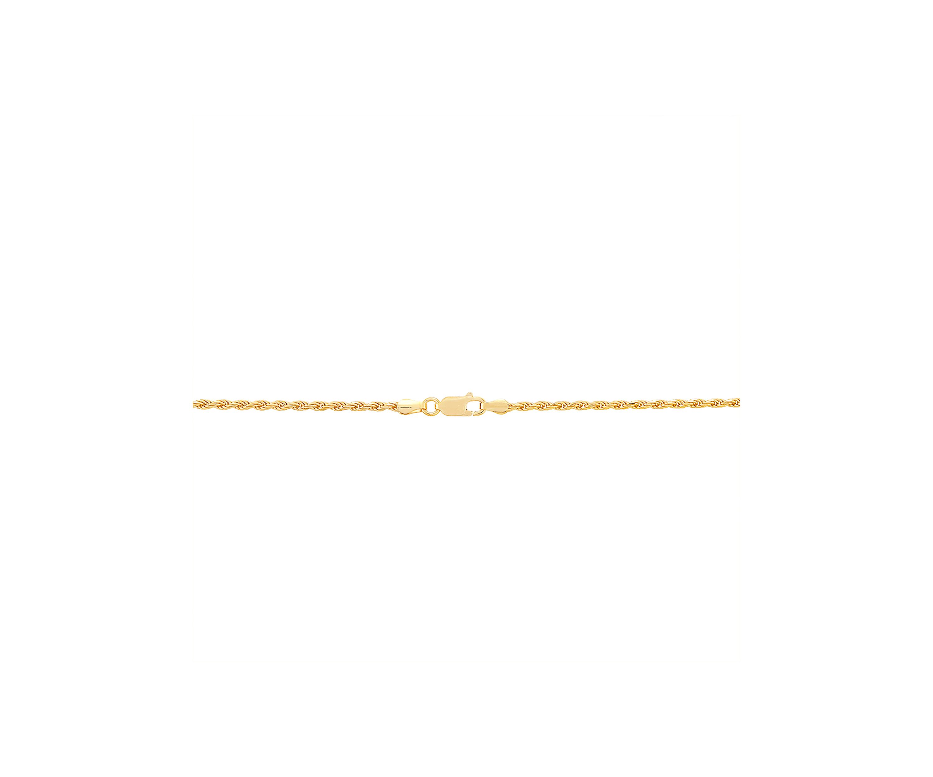 2.2 Millimeter Solid Rope Chain Necklace in Gold Over Sterling Silver