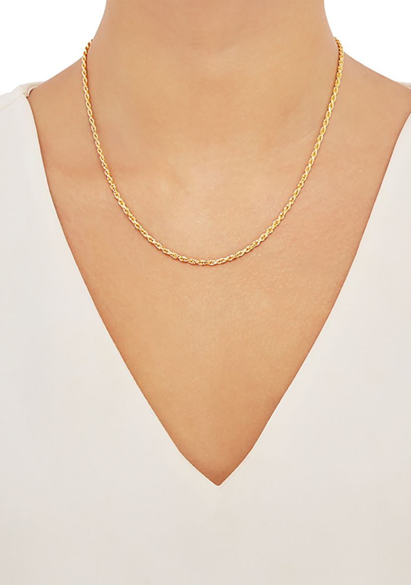 2.2 Millimeter Solid Rope Chain Necklace in Gold Over Sterling Silver