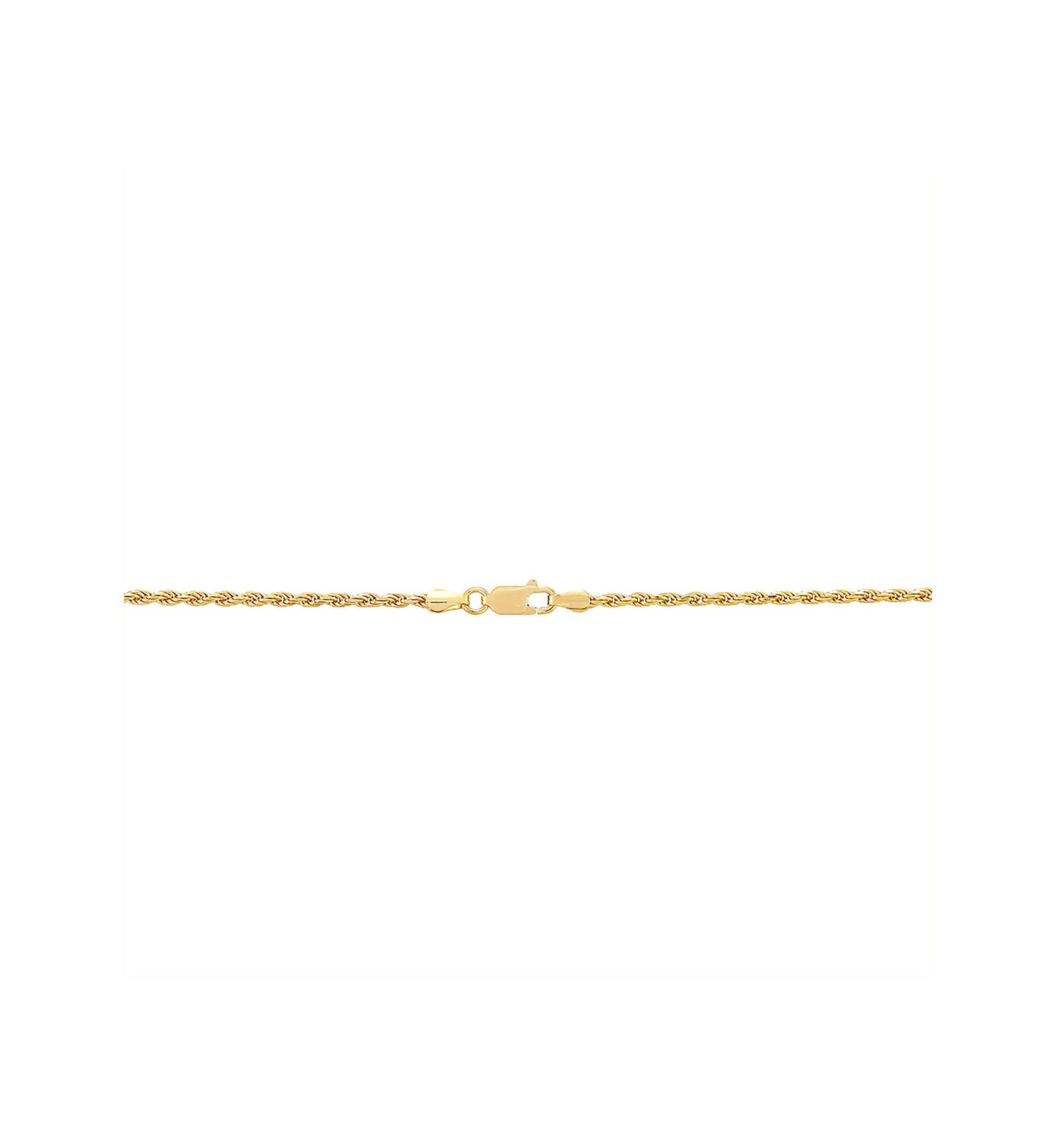 2.2 Millimeter Solid Rope Chain Necklace in Gold Over Sterling Silver