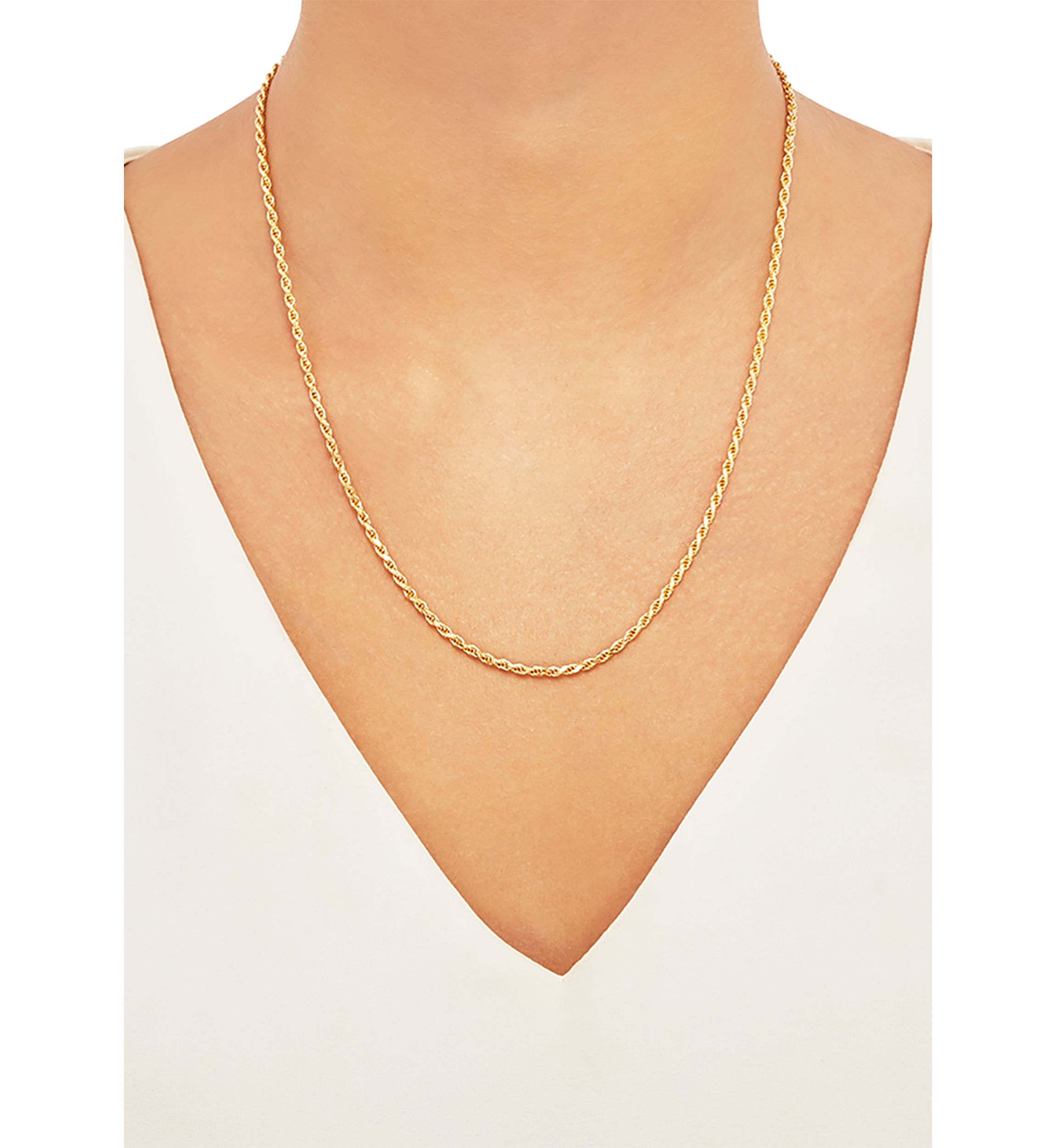 2.2 Millimeter Solid Rope Chain Necklace in Gold Over Sterling Silver