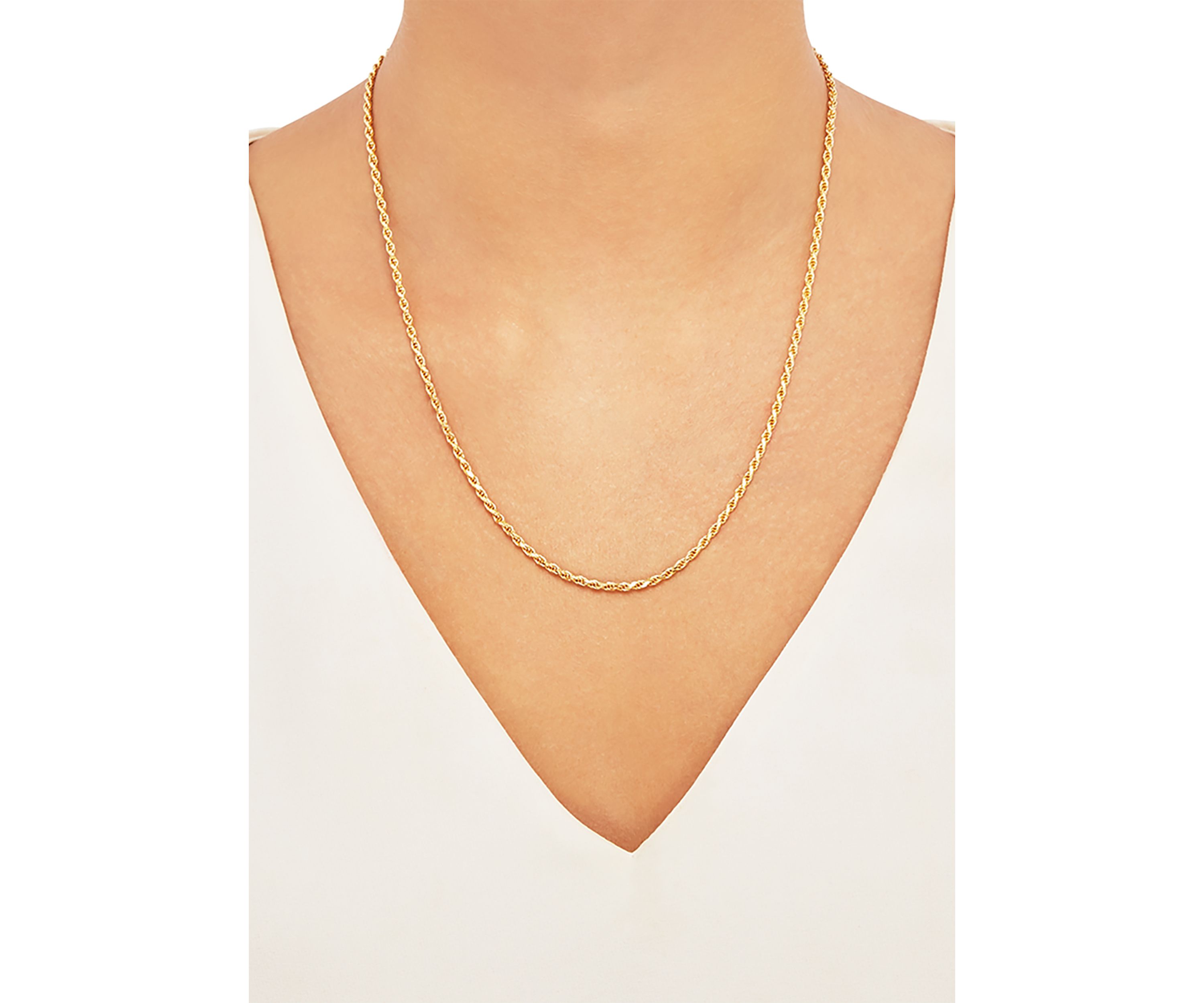 2.2 Millimeter Solid Rope Chain Necklace in Gold Over Sterling Silver