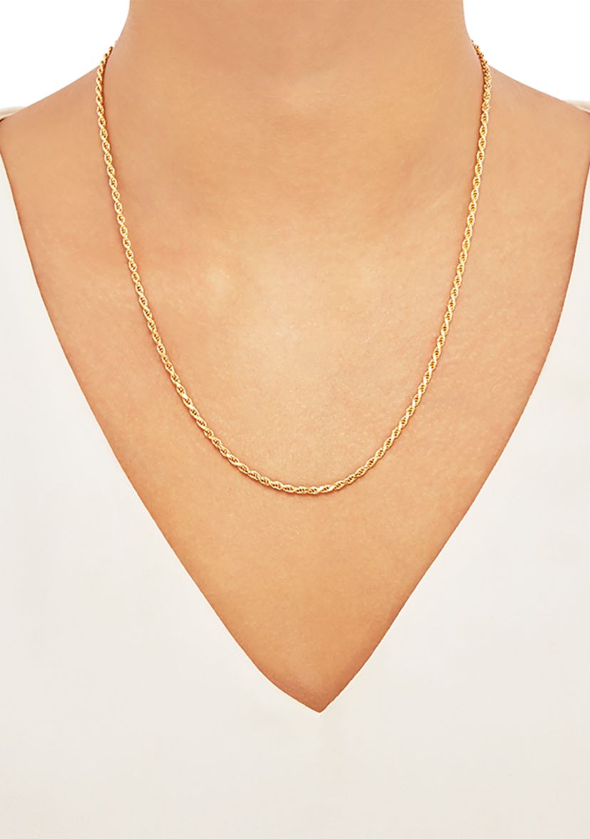 2.2 Millimeter Solid Rope Chain Necklace in Gold Over Sterling Silver