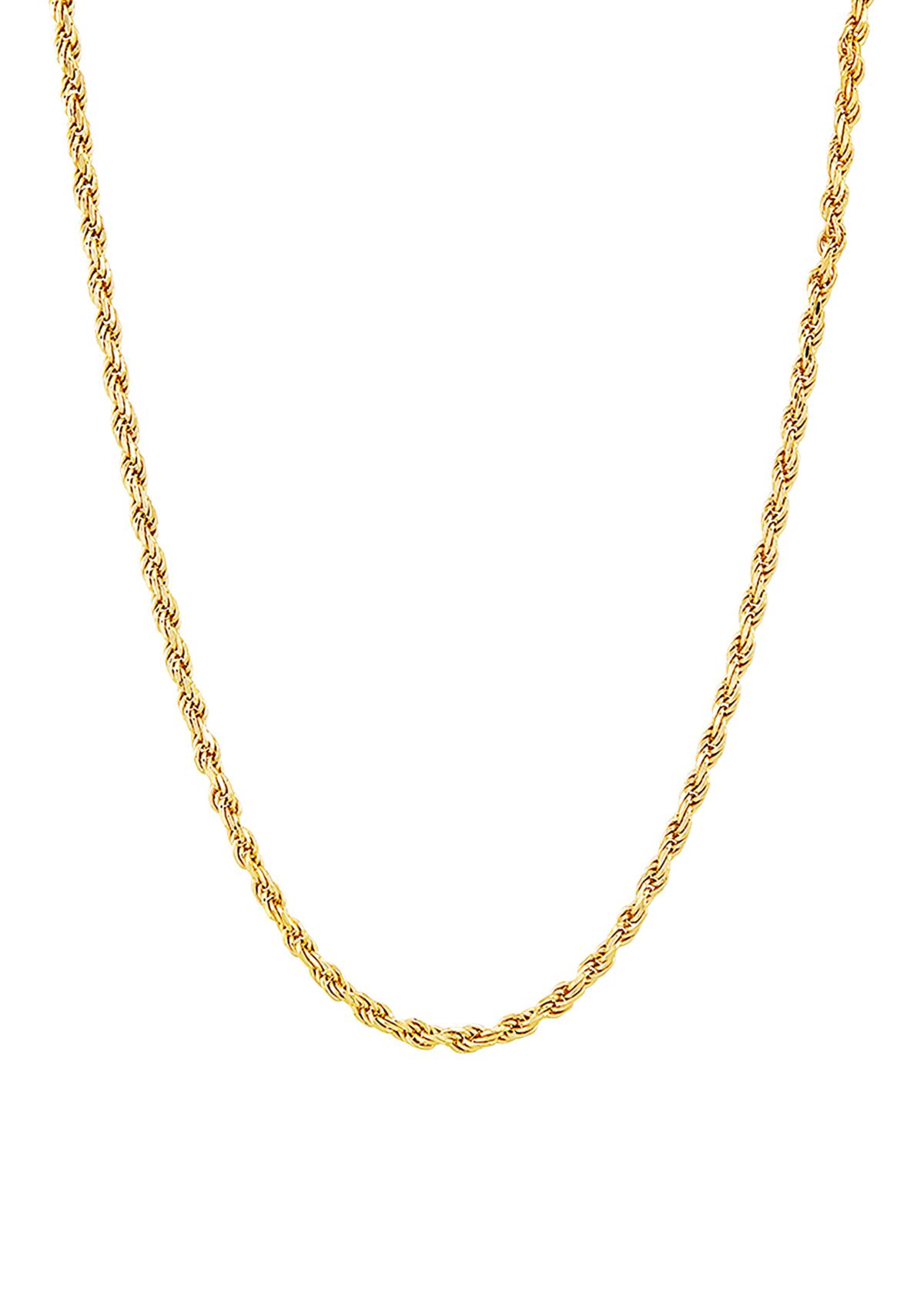 2.2 Millimeter Solid Rope Chain Necklace in Gold Over Sterling Silver