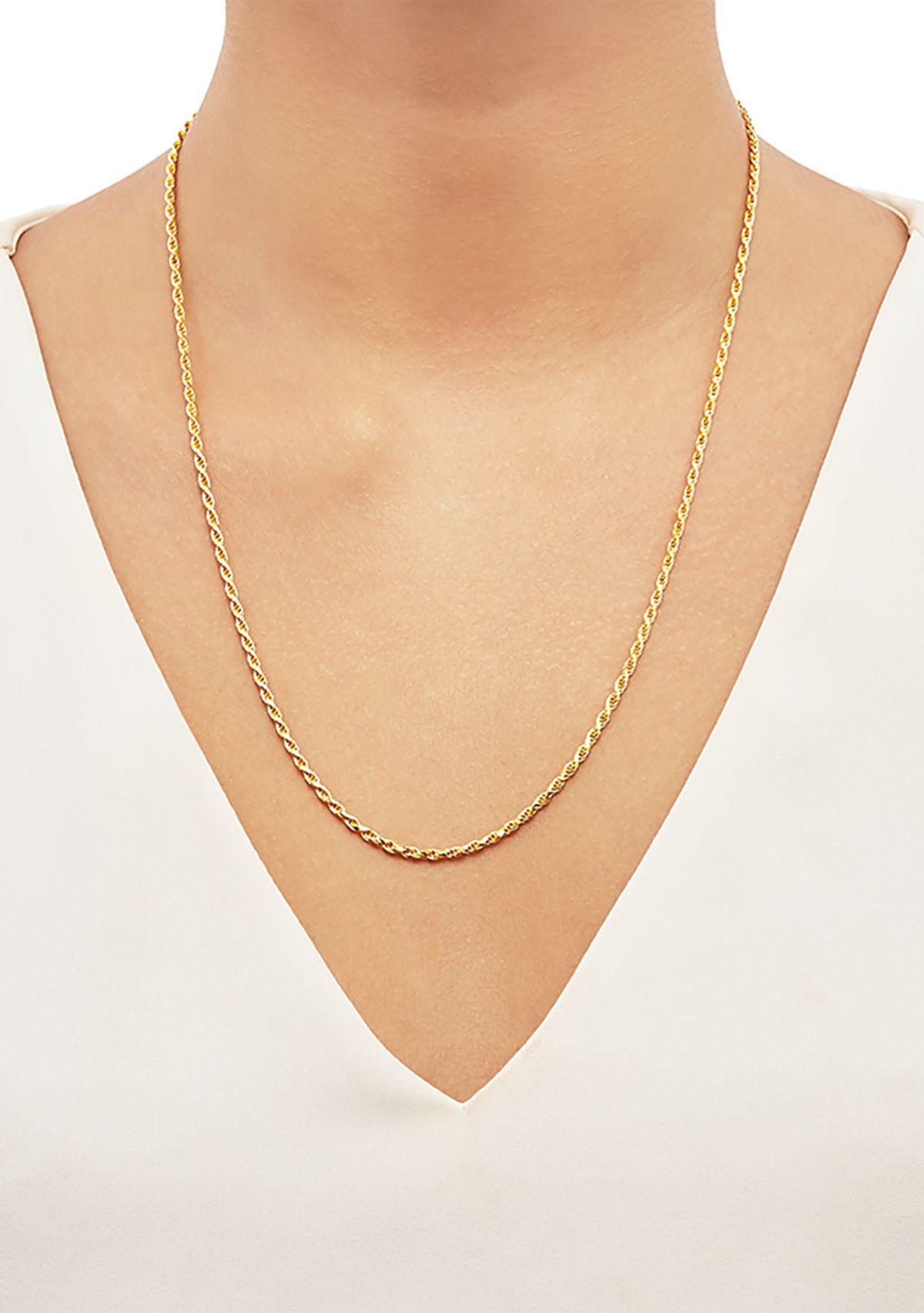 2.2 Millimeter Solid Rope Chain Necklace in Gold Over Sterling Silver