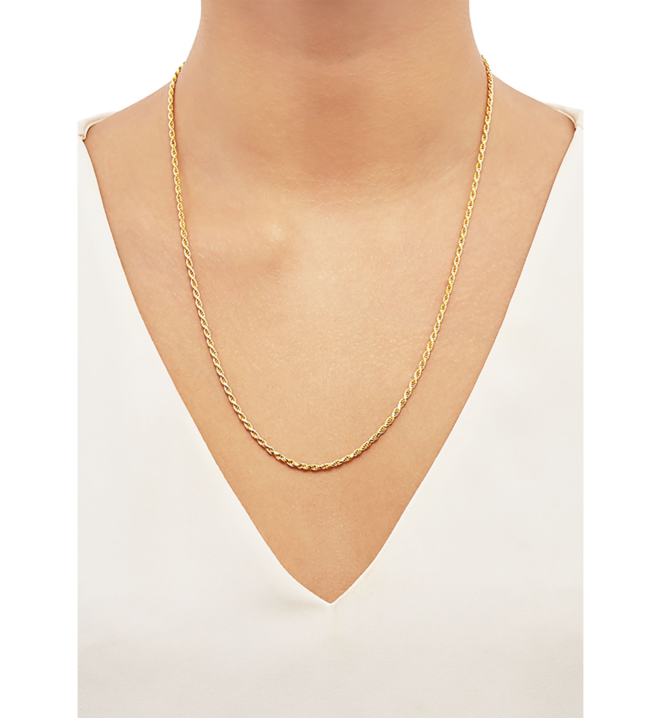 2.2 Millimeter Solid Rope Chain Necklace in Gold Over Sterling Silver