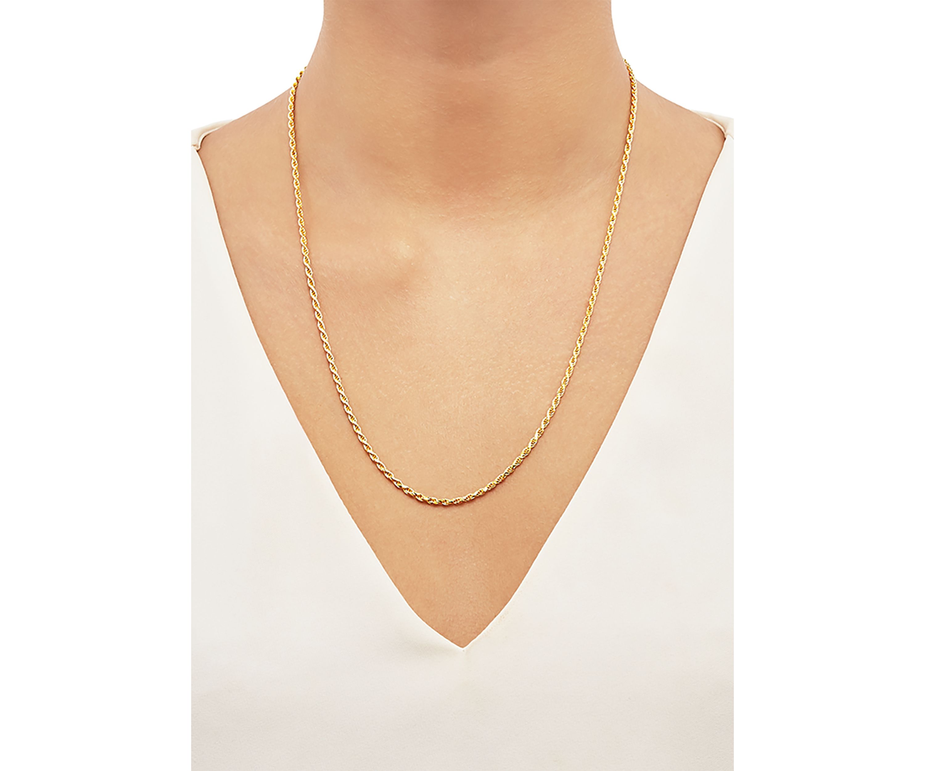 2.2 Millimeter Solid Rope Chain Necklace in Gold Over Sterling Silver