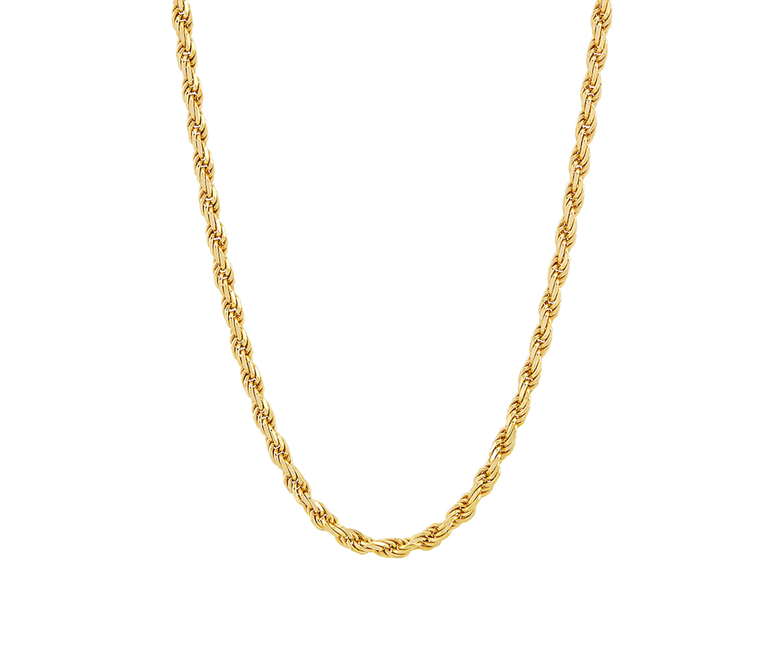 2.7 Millimeter Solid Rope Chain Necklace in Gold over Sterling Silver