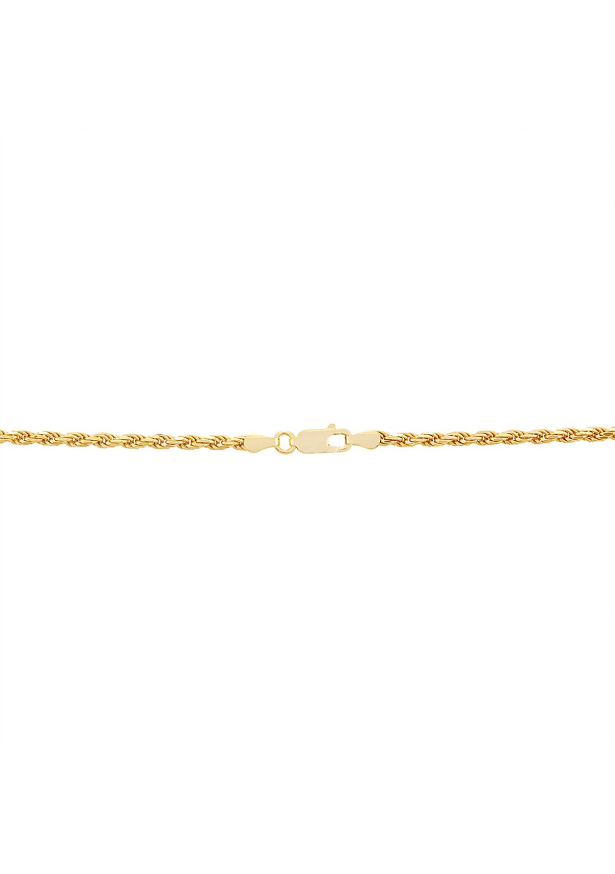 2.7 Millimeter Solid Rope Chain Necklace in Gold over Sterling Silver