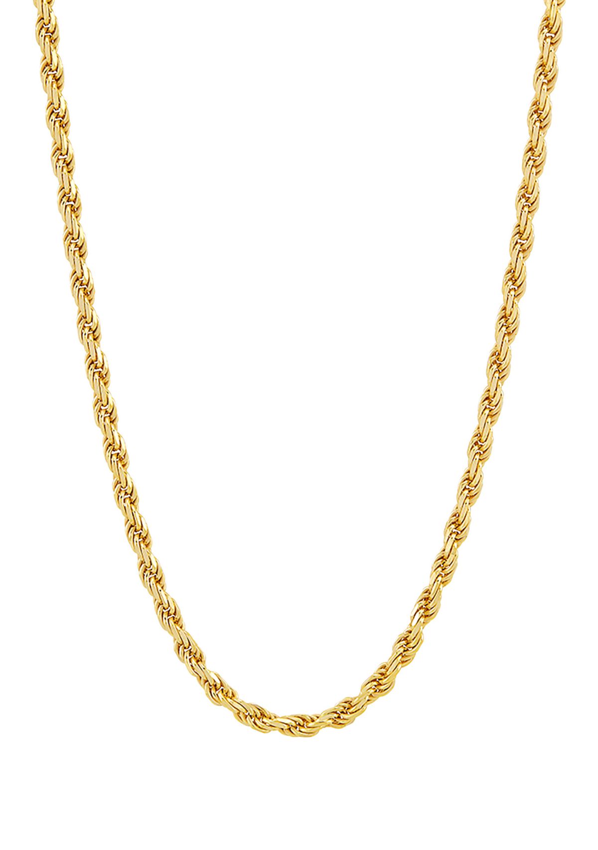 2.7 Millimeter Solid Rope Chain Necklace in Gold Over Sterling Silver