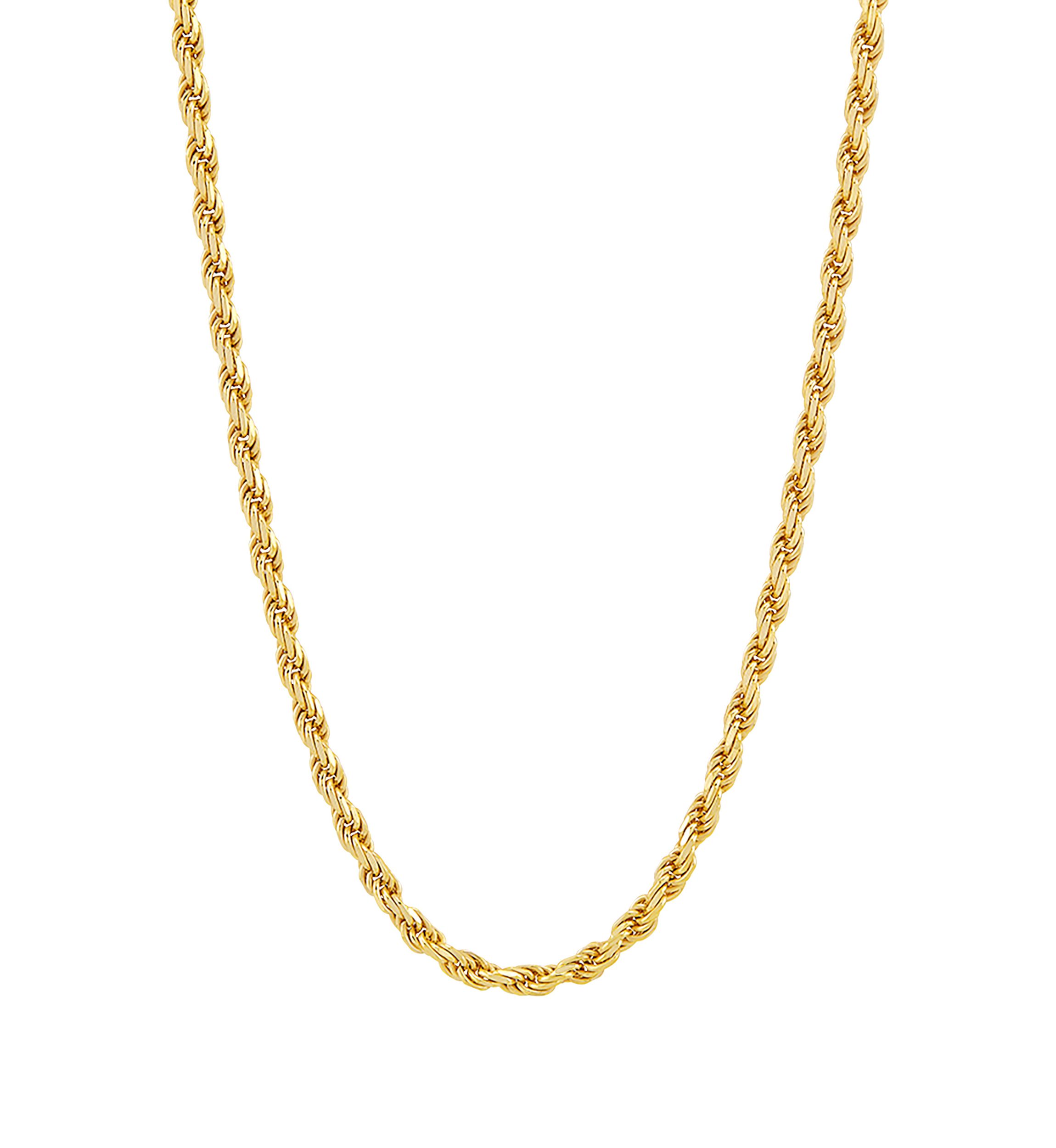2.7 Millimeter Solid Rope Chain Necklace in Gold Over Sterling Silver