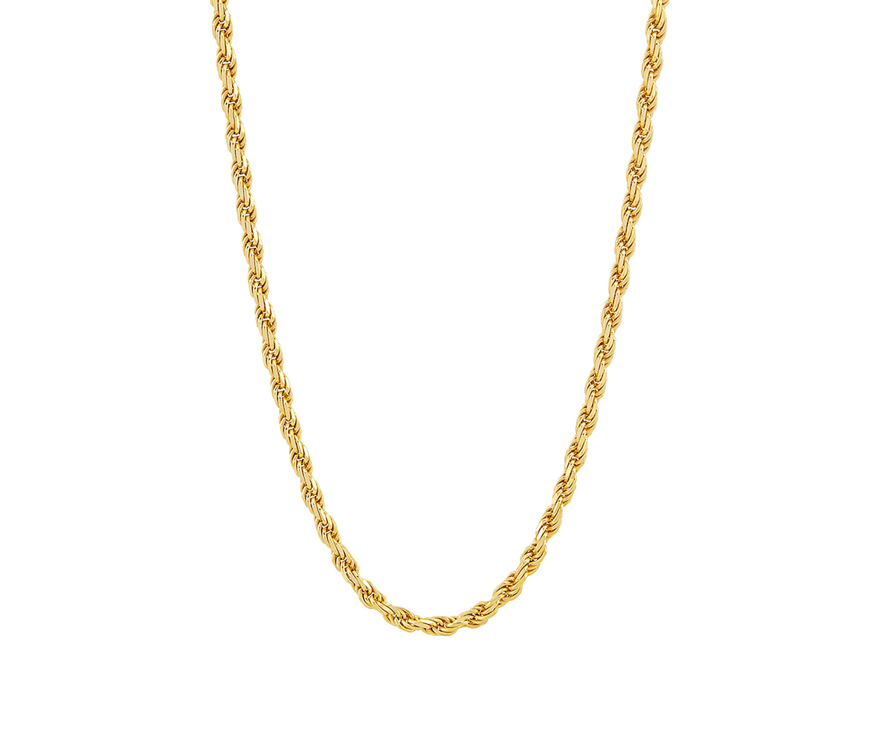 2.7 Millimeter Solid Rope Chain Necklace in Gold Over Sterling Silver