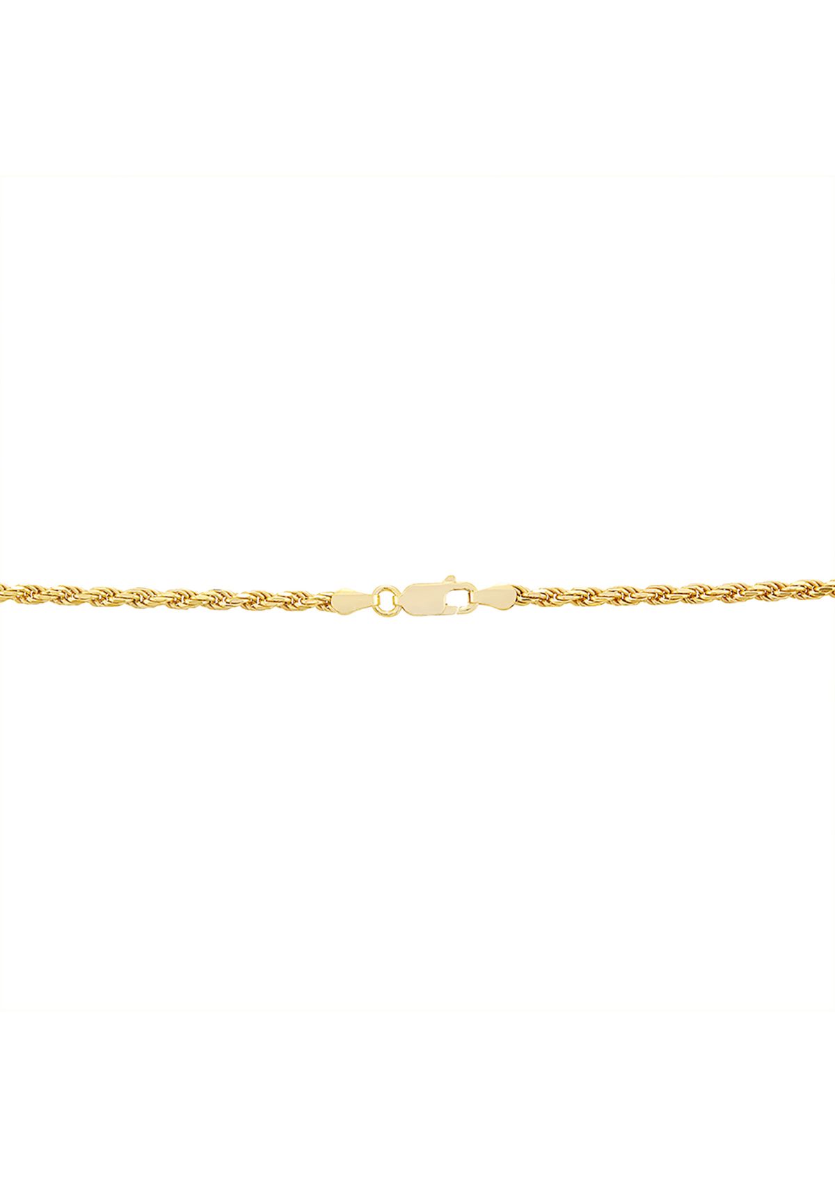2.7 Millimeter Solid Rope Chain Necklace in Gold Over Sterling Silver