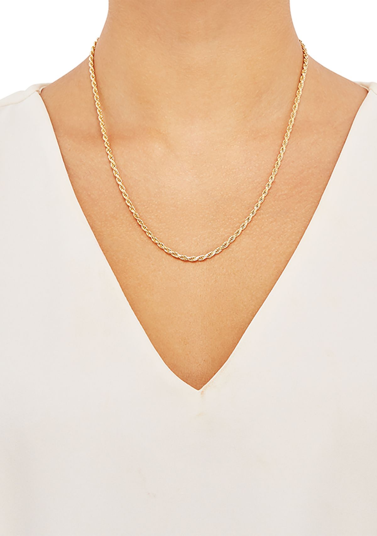 2.7 Millimeter Solid Rope Chain Necklace in Gold Over Sterling Silver