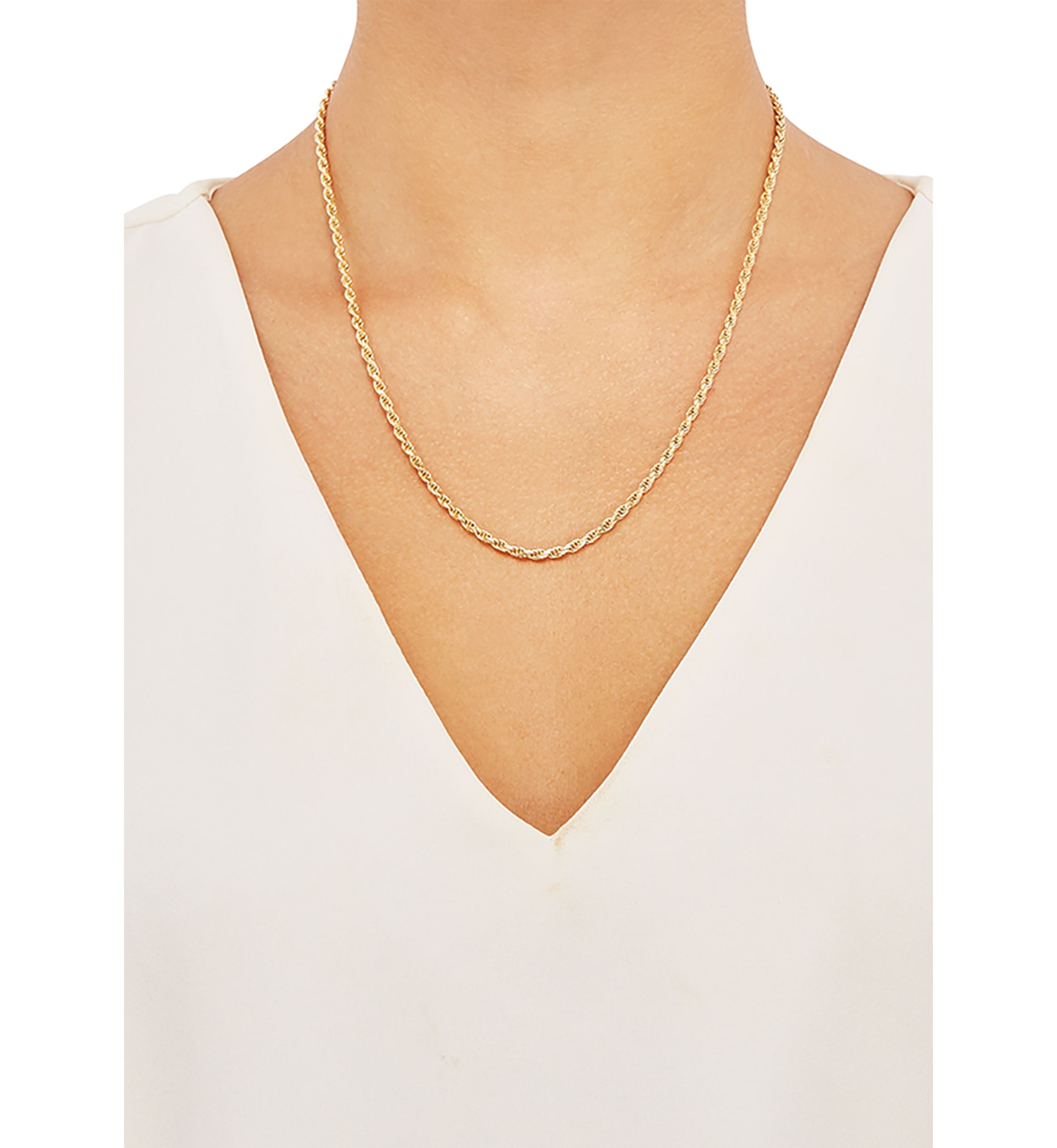 2.7 Millimeter Solid Rope Chain Necklace in Gold Over Sterling Silver