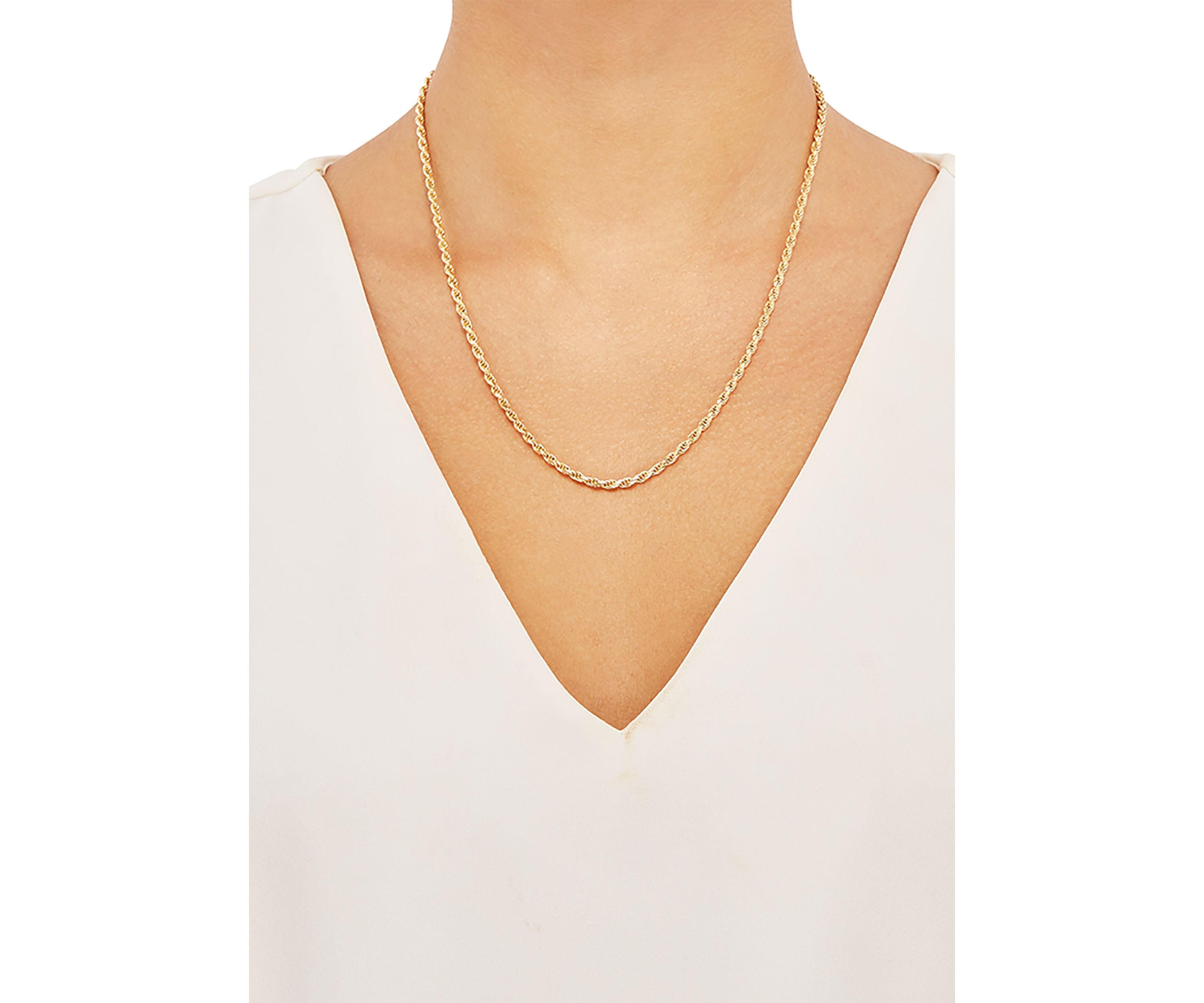 2.7 Millimeter Solid Rope Chain Necklace in Gold Over Sterling Silver