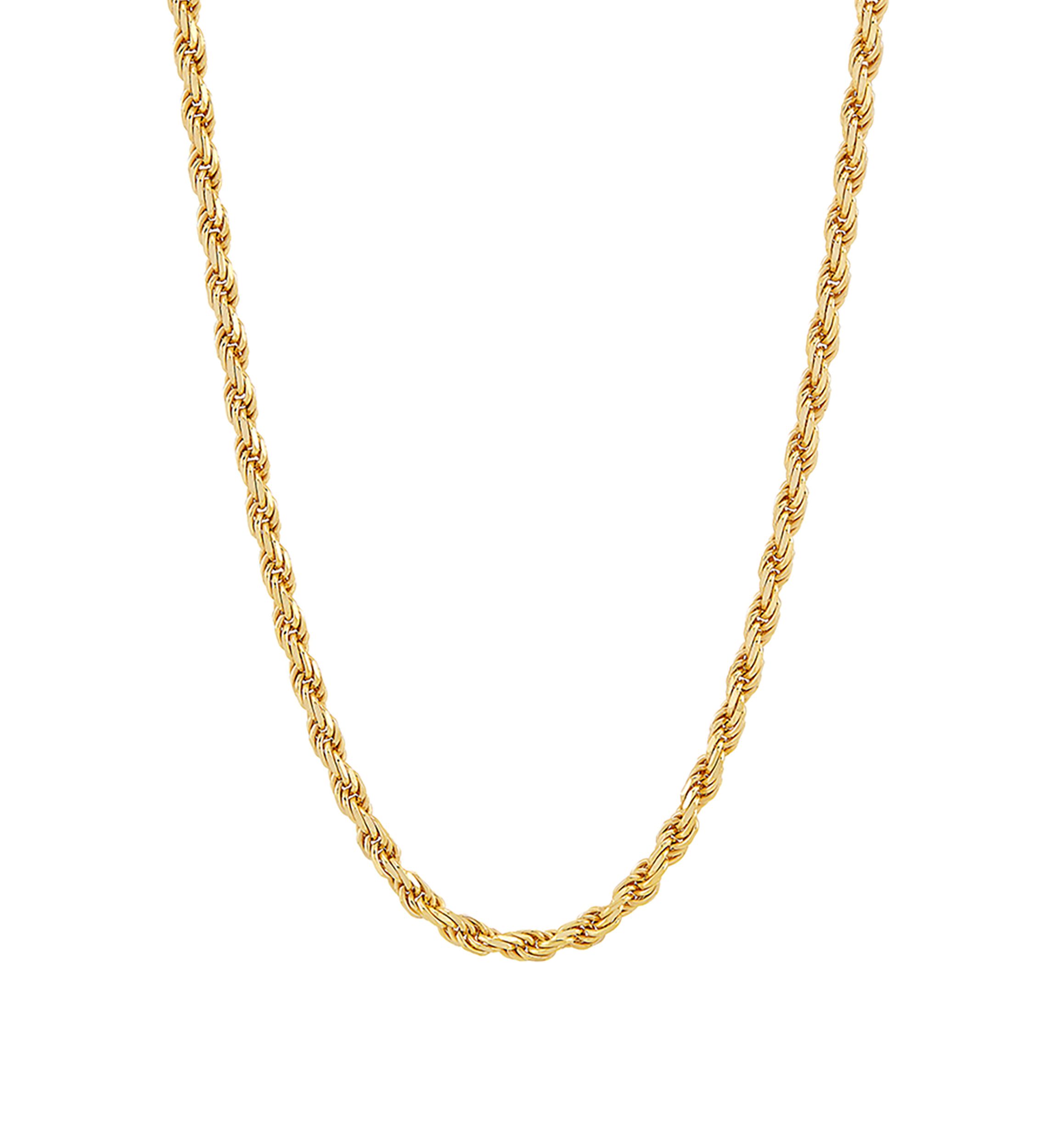 2.7 Millimeter Solid Rope Chain Necklace in Gold Over Sterling Silver