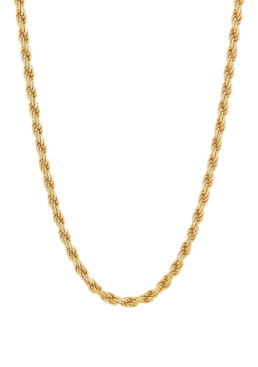 2.7 Millimeter Solid Rope Chain Necklace in Gold Over Sterling Silver