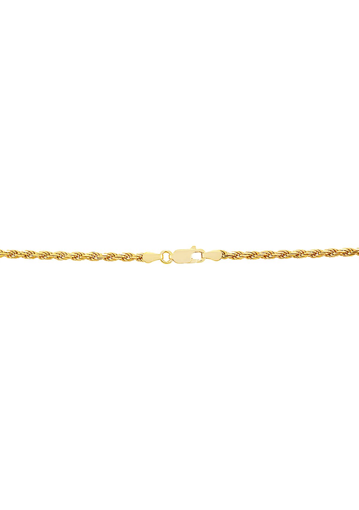 2.7 Millimeter Solid Rope Chain Necklace in Gold Over Sterling Silver