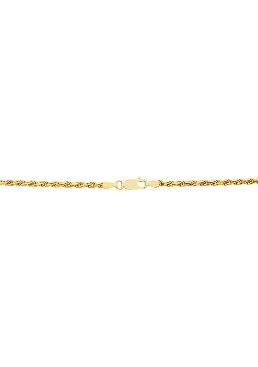 2.7 Millimeter Solid Rope Chain Necklace in Gold Over Sterling Silver