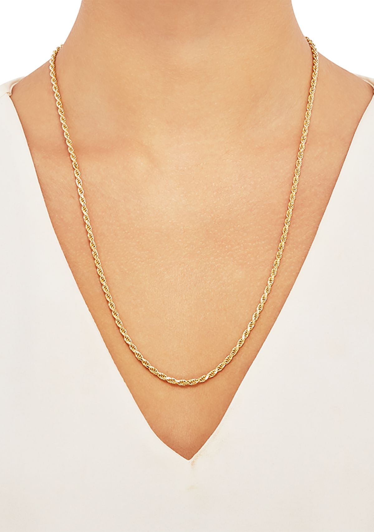 2.7 Millimeter Solid Rope Chain Necklace in Gold Over Sterling Silver