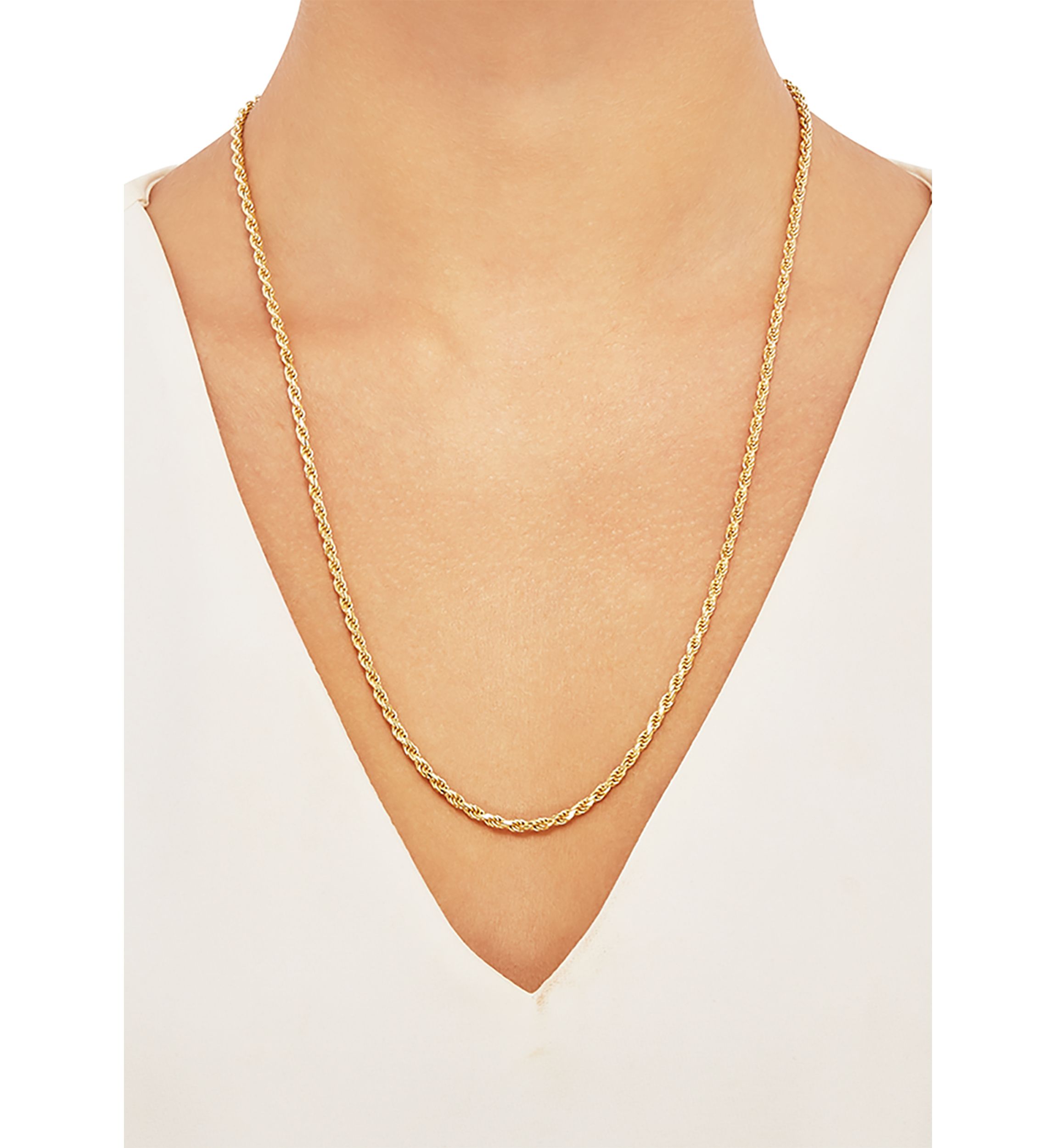 2.7 Millimeter Solid Rope Chain Necklace in Gold Over Sterling Silver