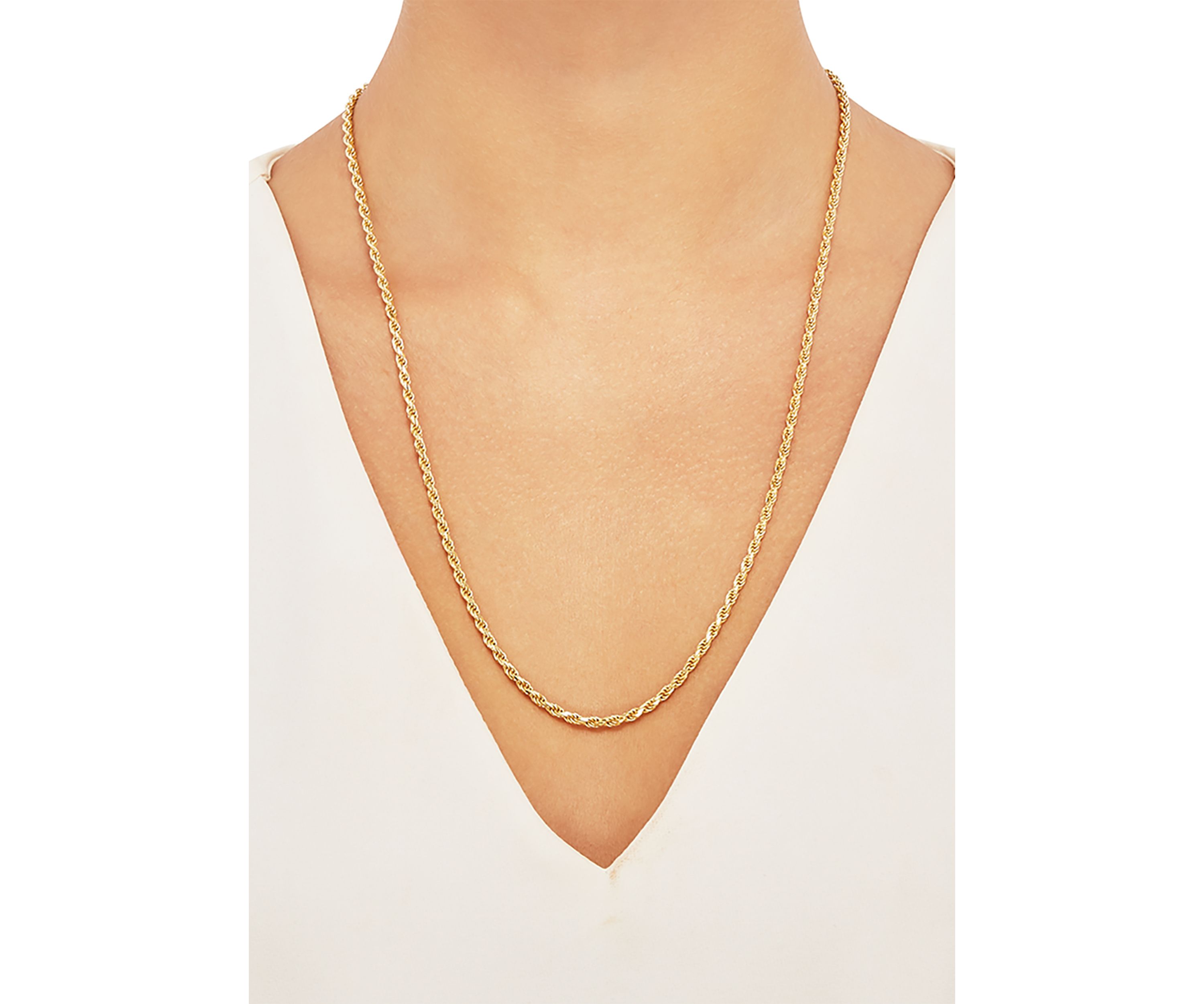 2.7 Millimeter Solid Rope Chain Necklace in Gold Over Sterling Silver