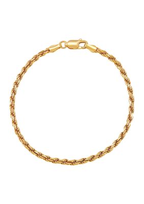 Belk & Co. 2.7 Millimeter Solid Rope Chain Bracelet in Gold Over