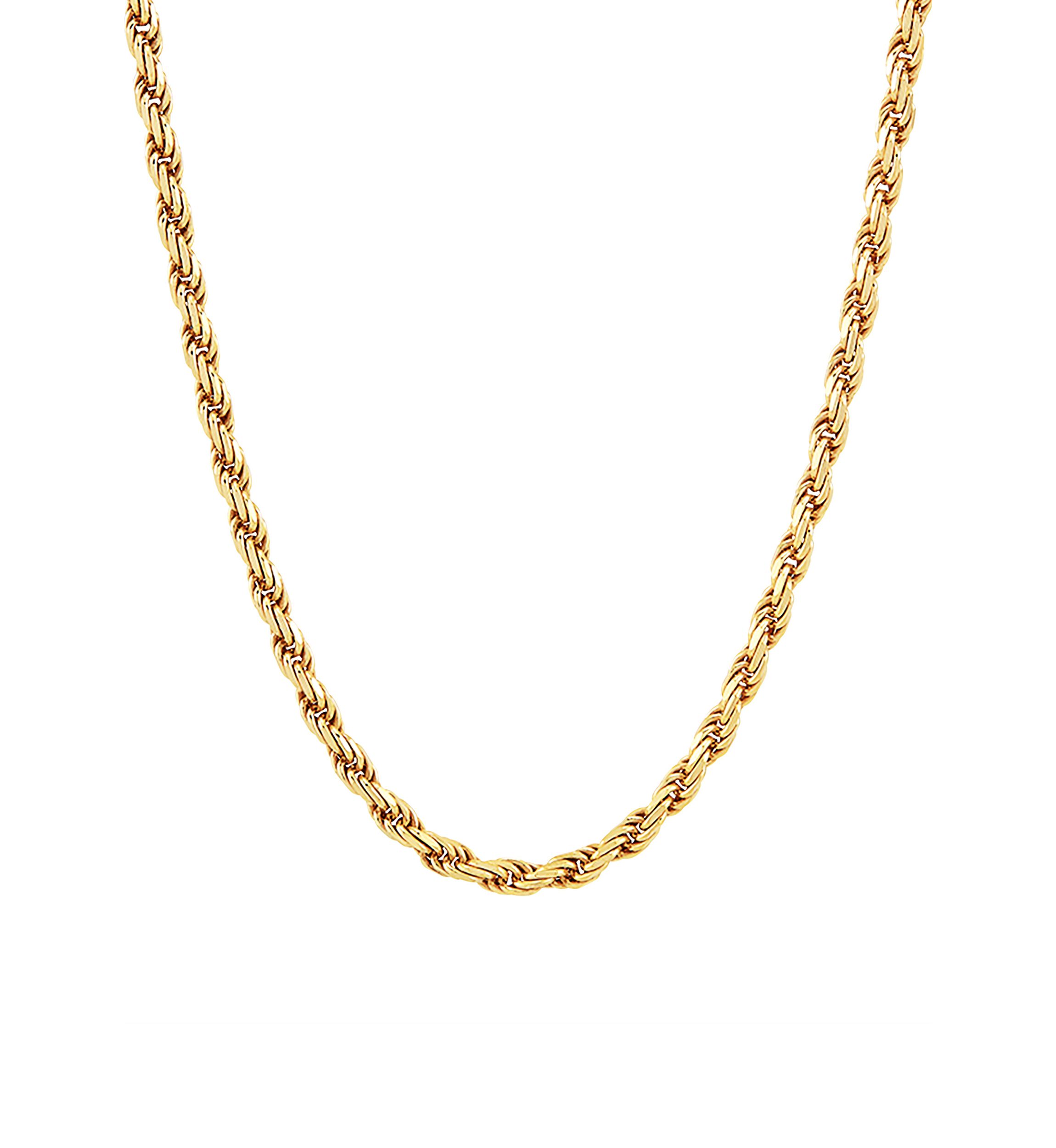 3.2 Millimeter Solid Rope Chain Necklace in Gold Over Sterling Silver