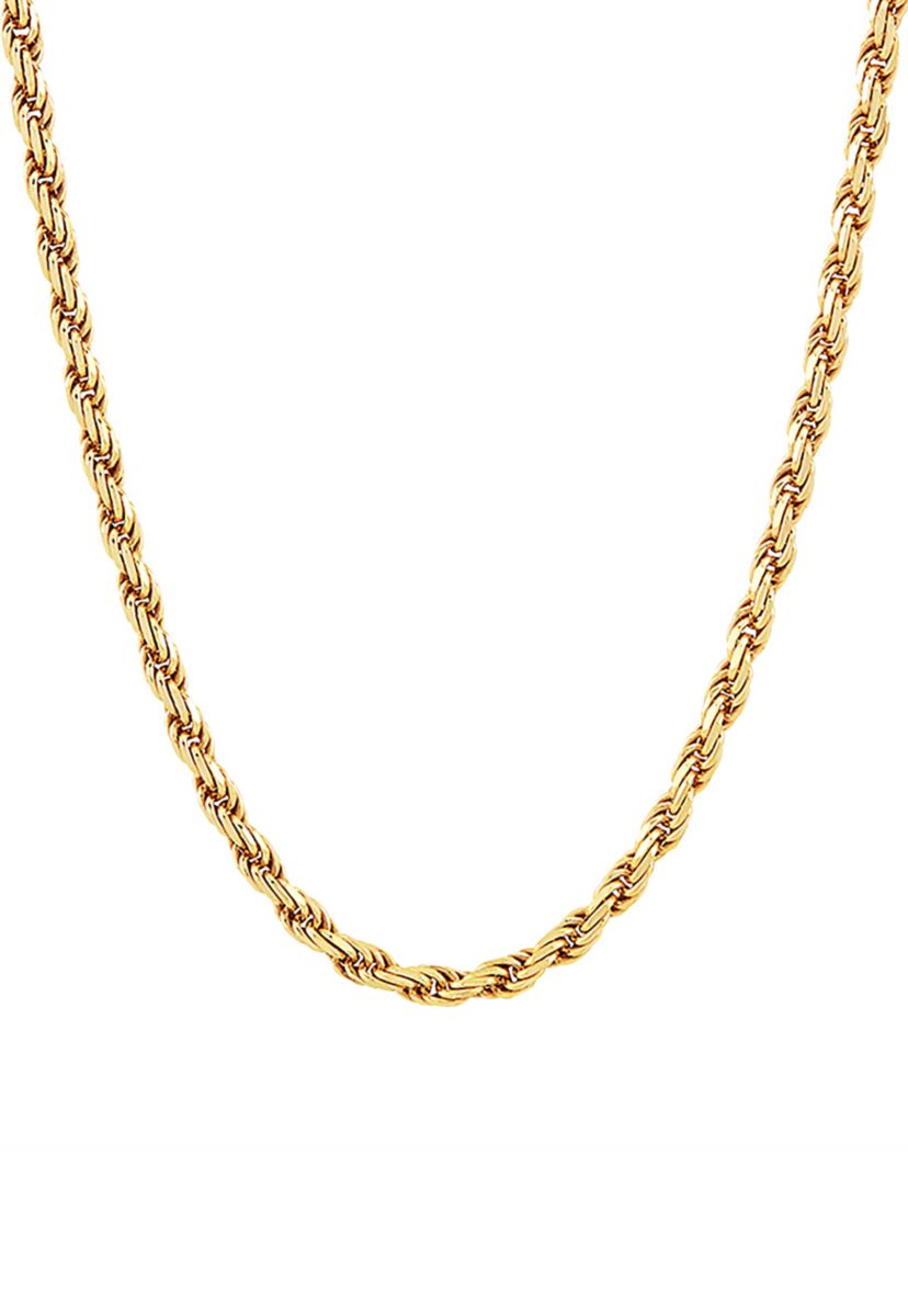3.2 Millimeter Solid Rope Chain Necklace in Gold Over Sterling Silver