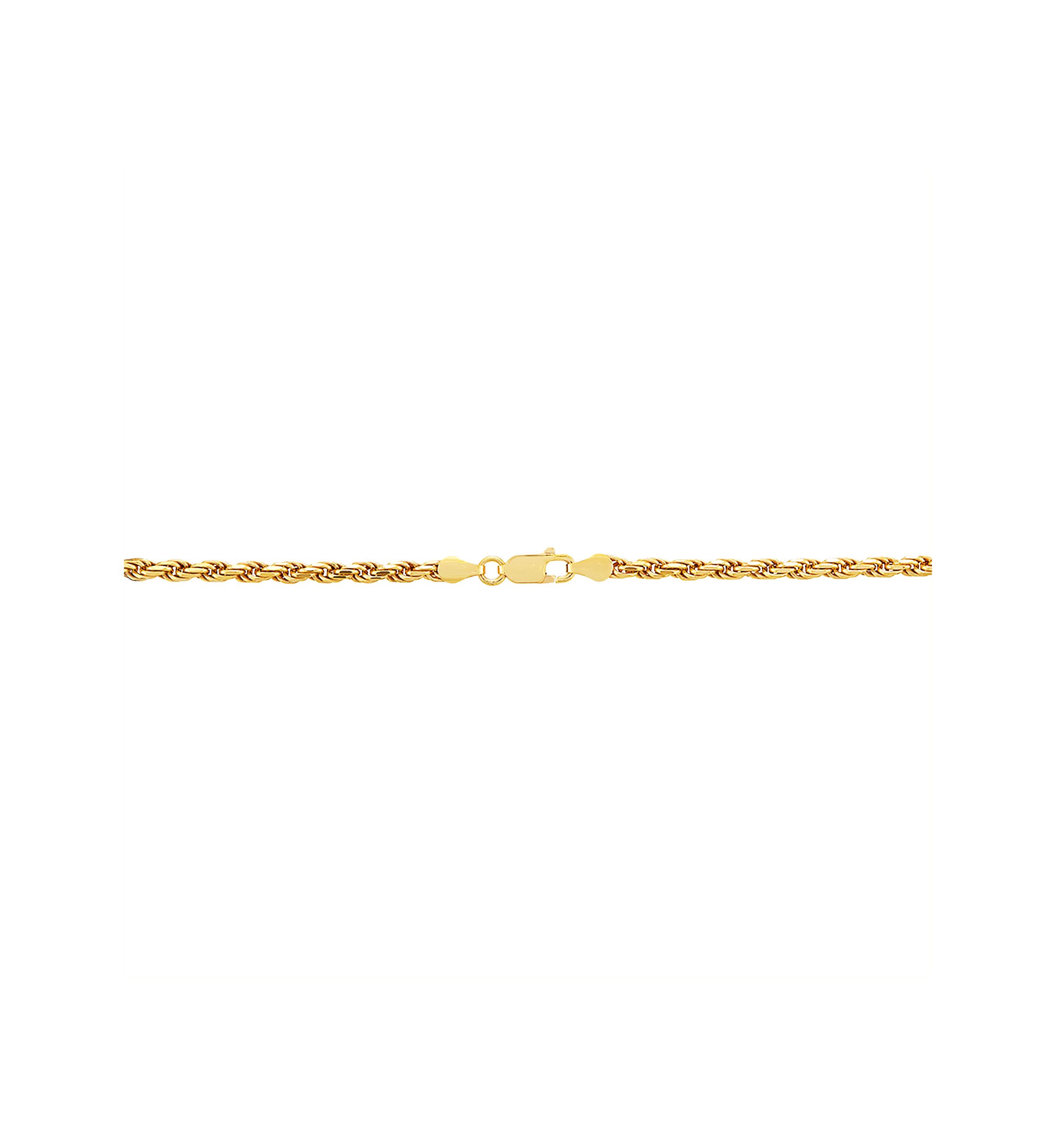 3.2 Millimeter Solid Rope Chain Necklace in Gold Over Sterling Silver