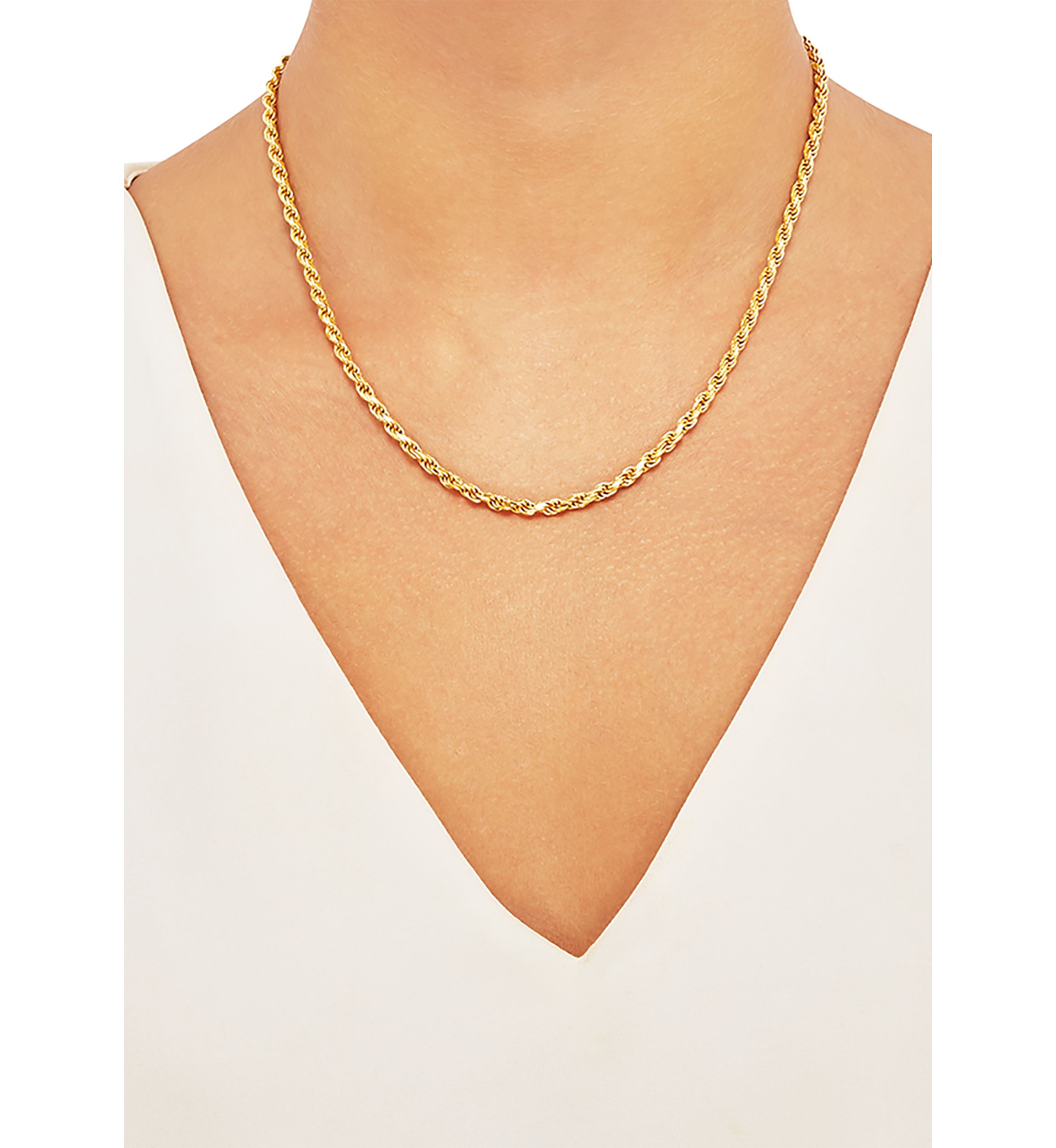 3.2 Millimeter Solid Rope Chain Necklace in Gold Over Sterling Silver