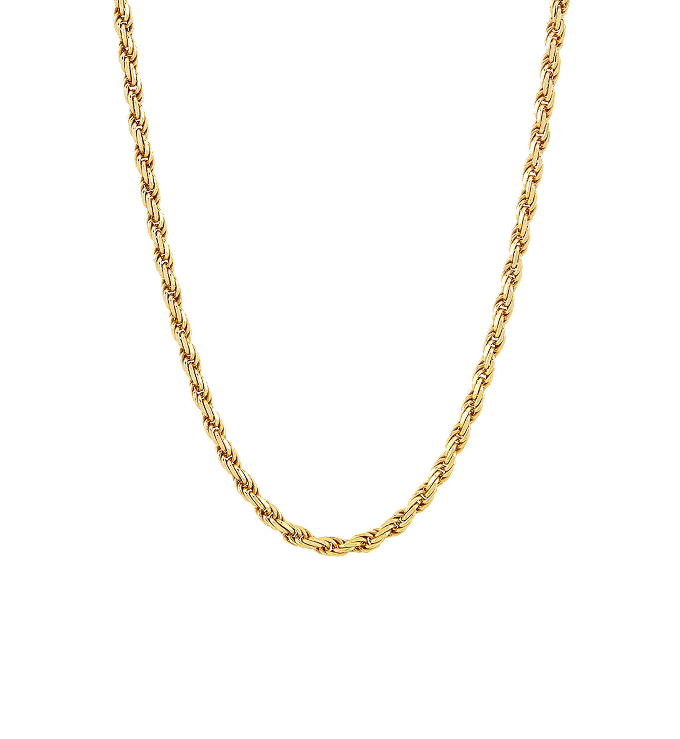 3.2 Millimeter Solid Rope Chain Necklace in Gold Over Sterling Silver