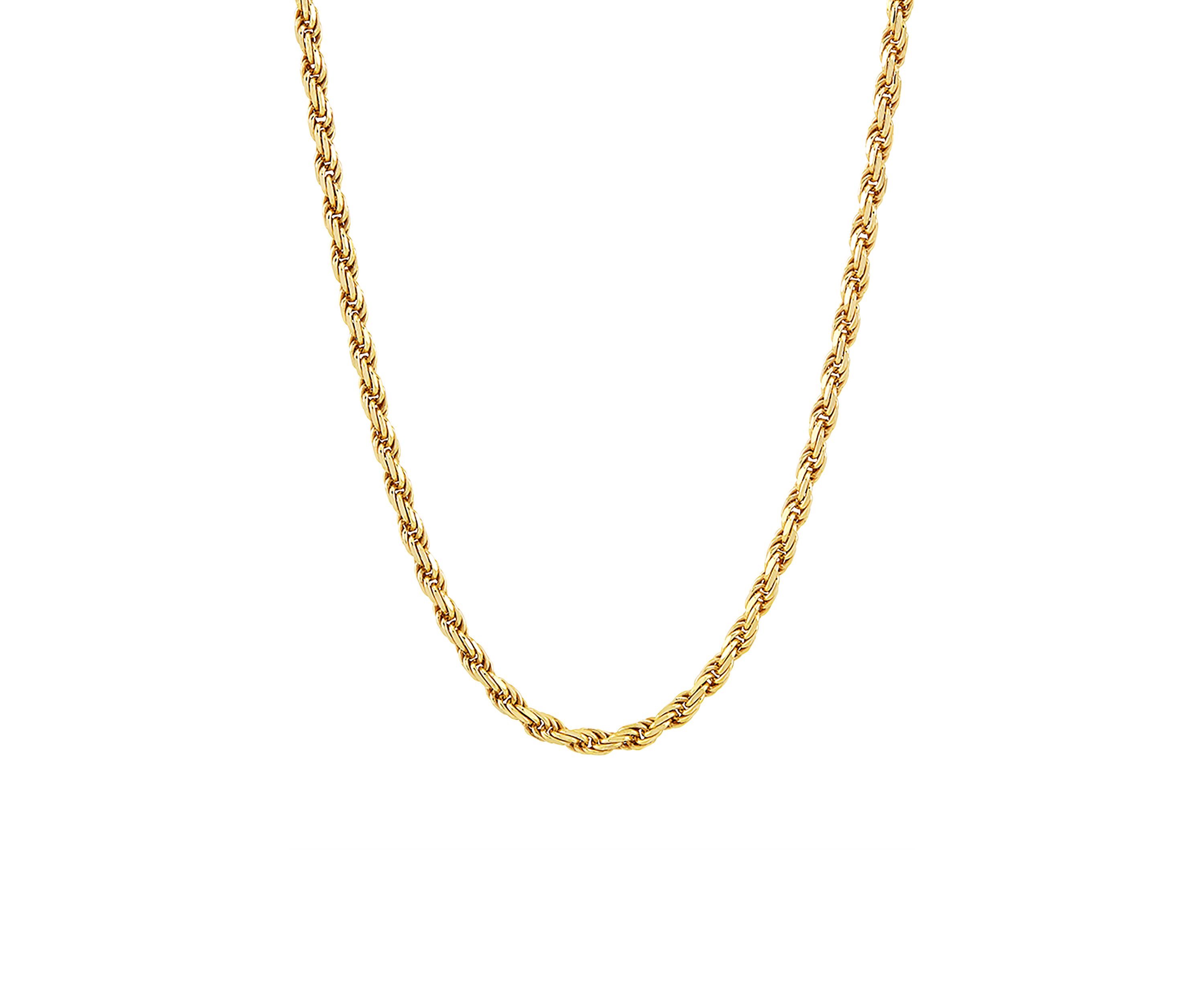 3.2 Millimeter Solid Rope Chain Necklace in Gold Over Sterling Silver