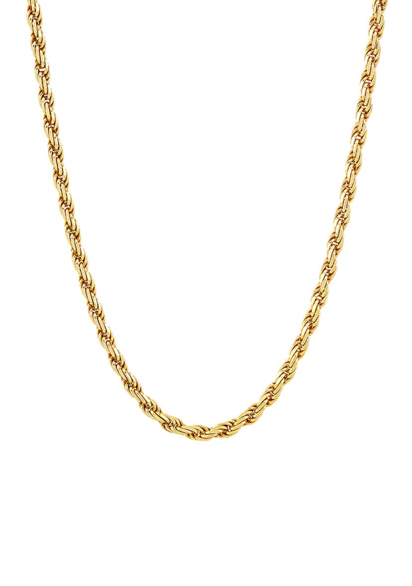 3.2 Millimeter Solid Rope Chain Necklace in Gold Over Sterling Silver