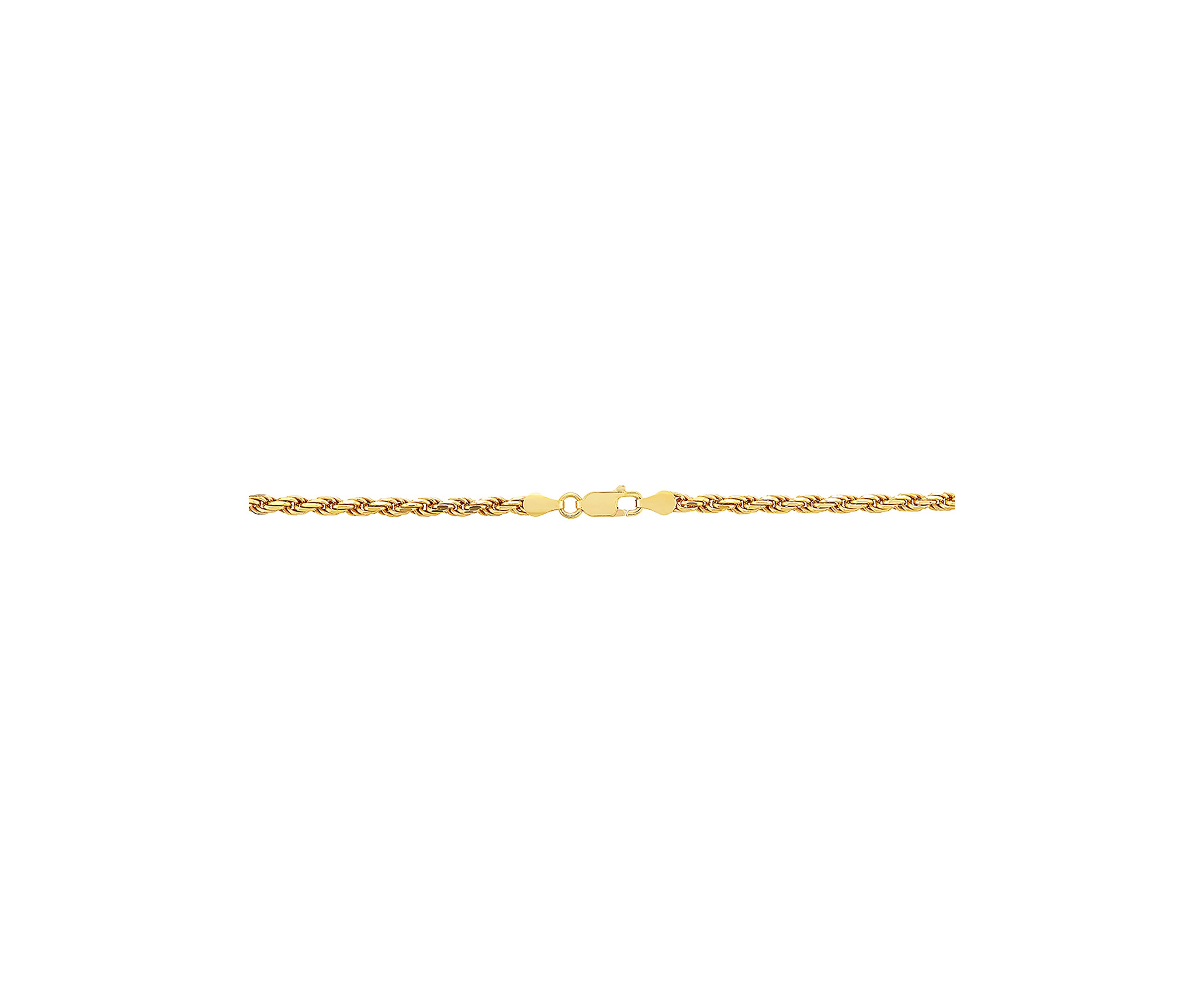 3.2 Millimeter Solid Rope Chain Necklace in Gold Over Sterling Silver