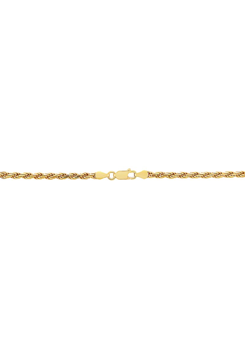 3.2 Millimeter Solid Rope Chain Necklace in Gold Over Sterling Silver