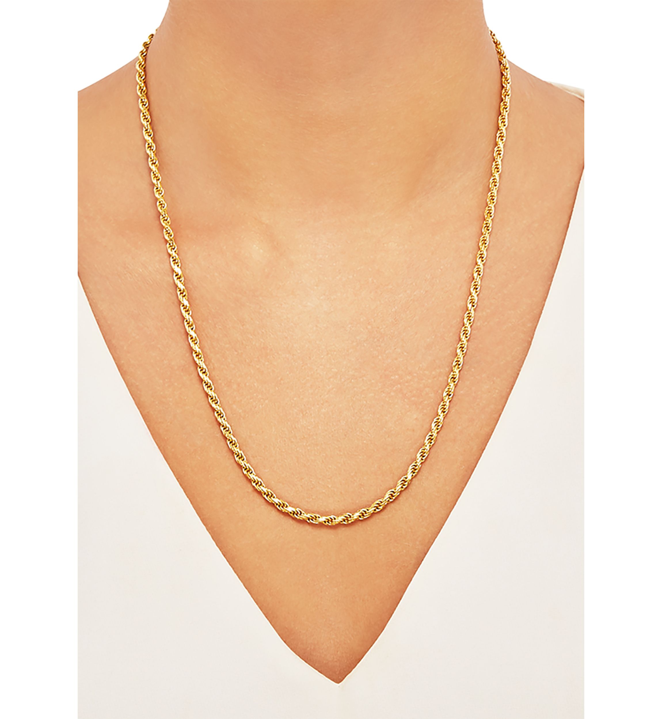 3.2 Millimeter Solid Rope Chain Necklace in Gold Over Sterling Silver