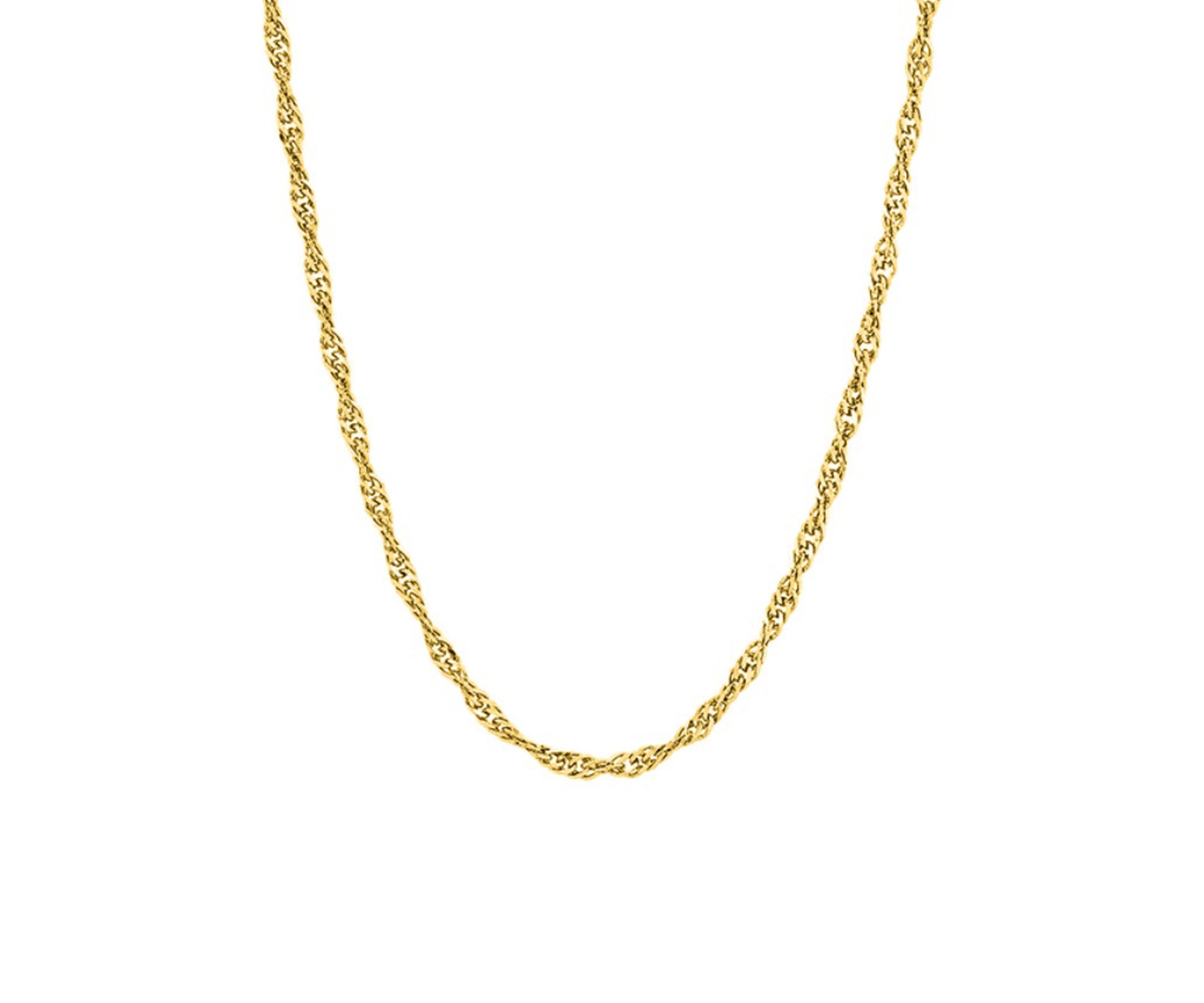 2.9 Millimeter Solid Singapore Chain Necklace in Gold over Sterling Silver