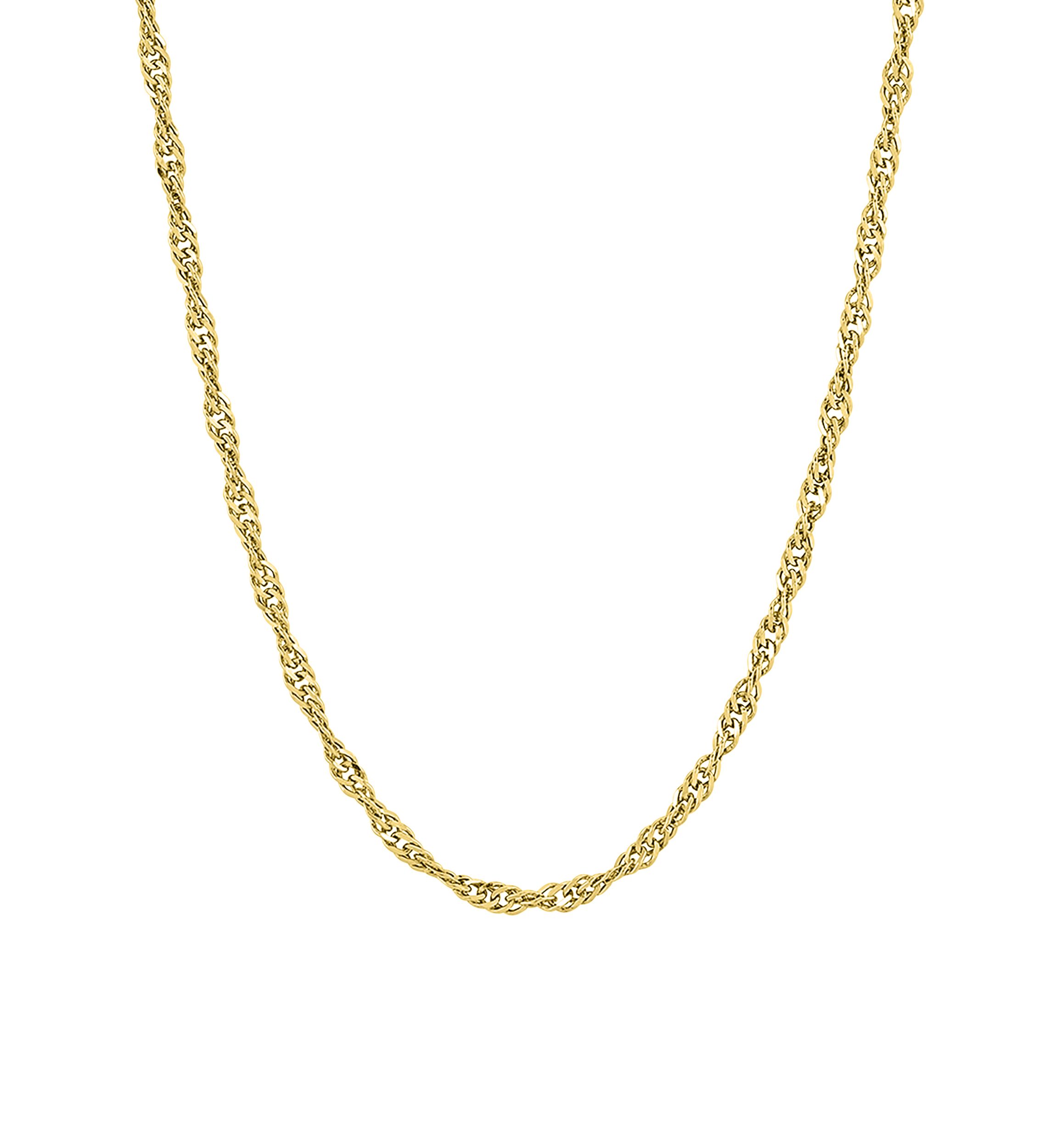 2.9 Millimeter Solid Singapore Chain Necklace in Gold Over Sterling Silver