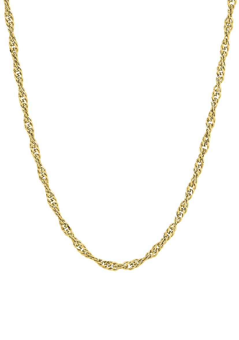 2.9 Millimeter Solid Singapore Chain Necklace in Gold Over Sterling Silver