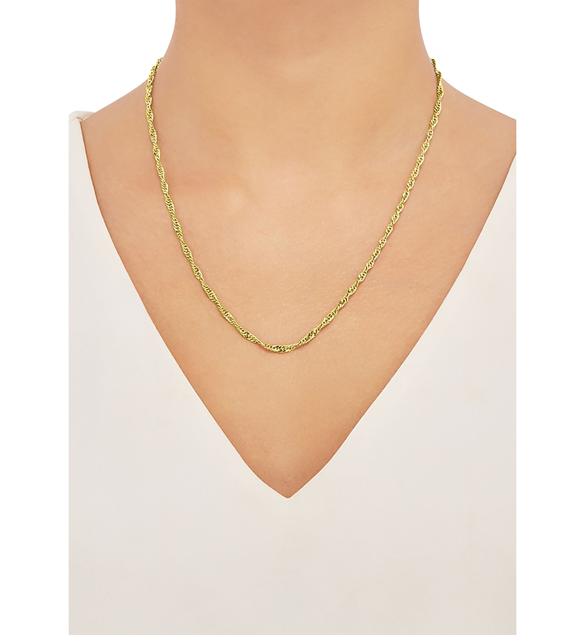 2.9 Millimeter Solid Singapore Chain Necklace in Gold Over Sterling Silver