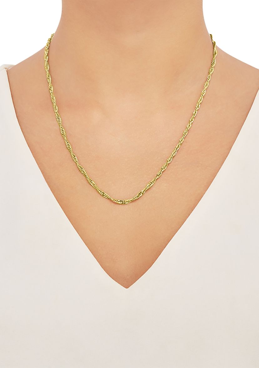 2.9 Millimeter Solid Singapore Chain Necklace in Gold Over Sterling Silver