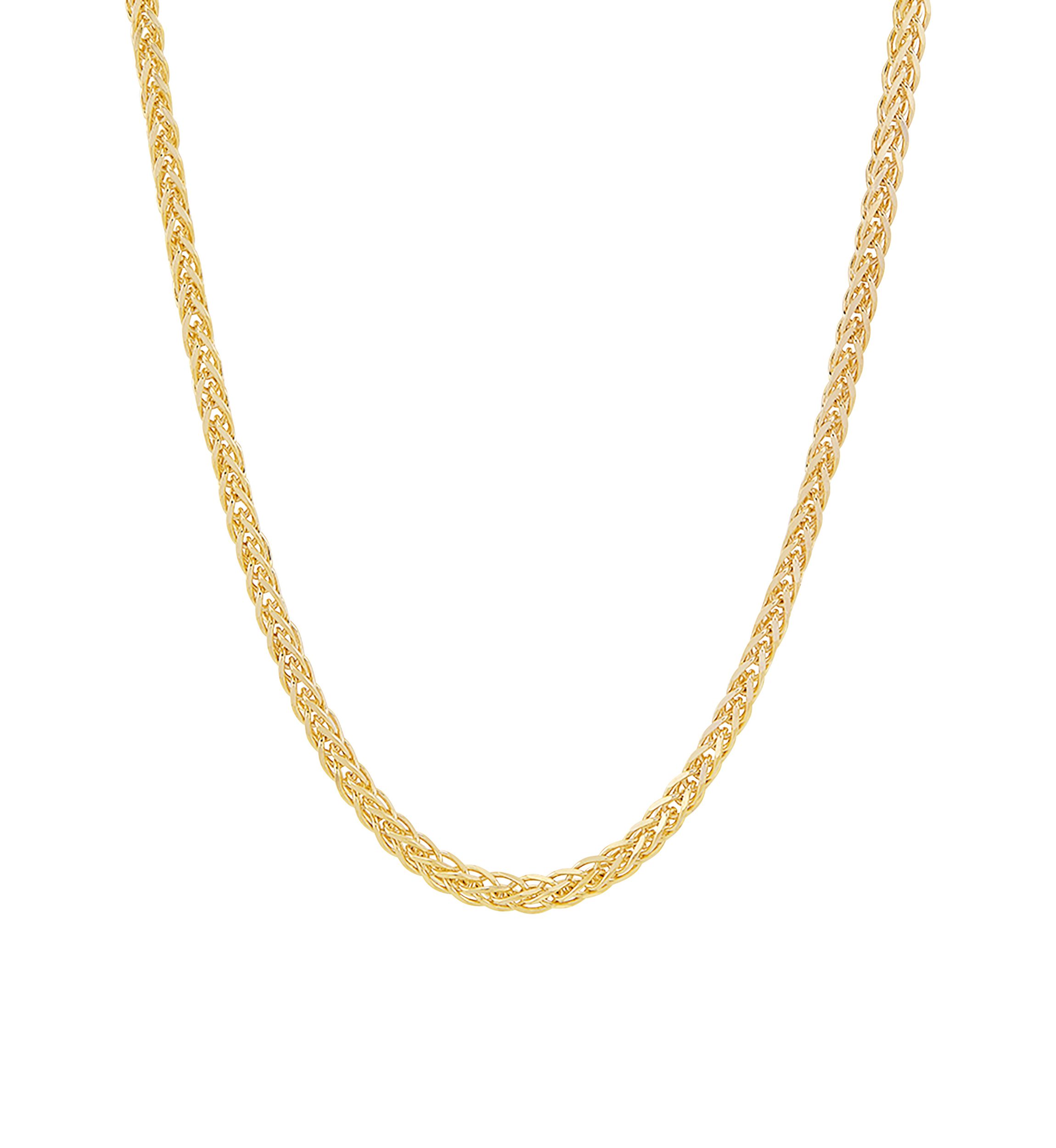 2.5 Millimeter Solid Round Wheat Chain Necklace  in Gold Over Sterling Silver