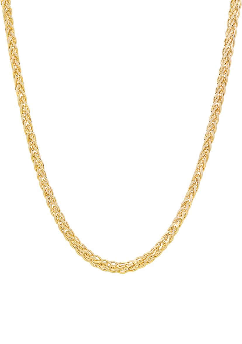 2.5 Millimeter Solid Round Wheat Chain Necklace  in Gold Over Sterling Silver