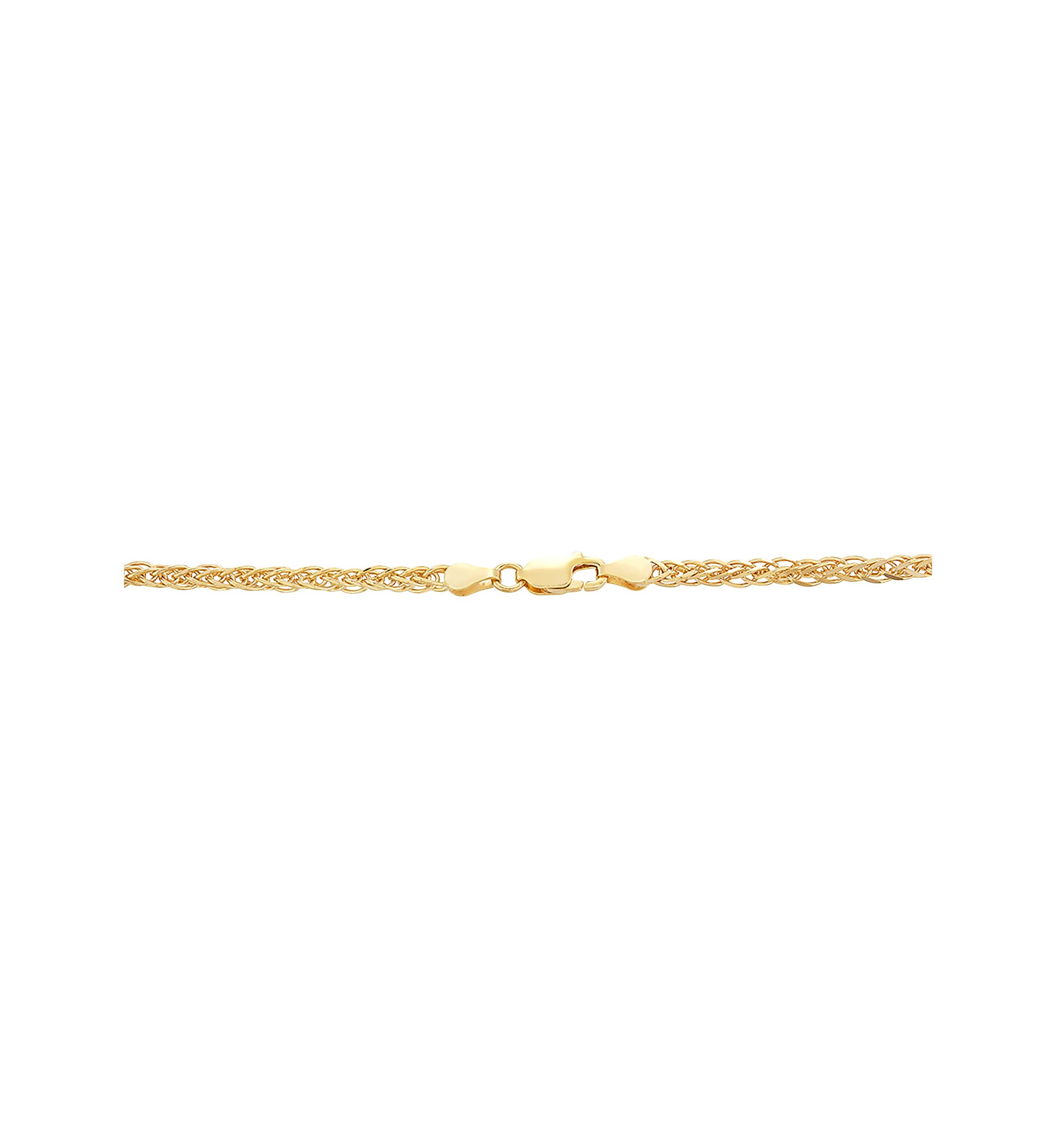 2.5 Millimeter Solid Round Wheat Chain Necklace  in Gold Over Sterling Silver