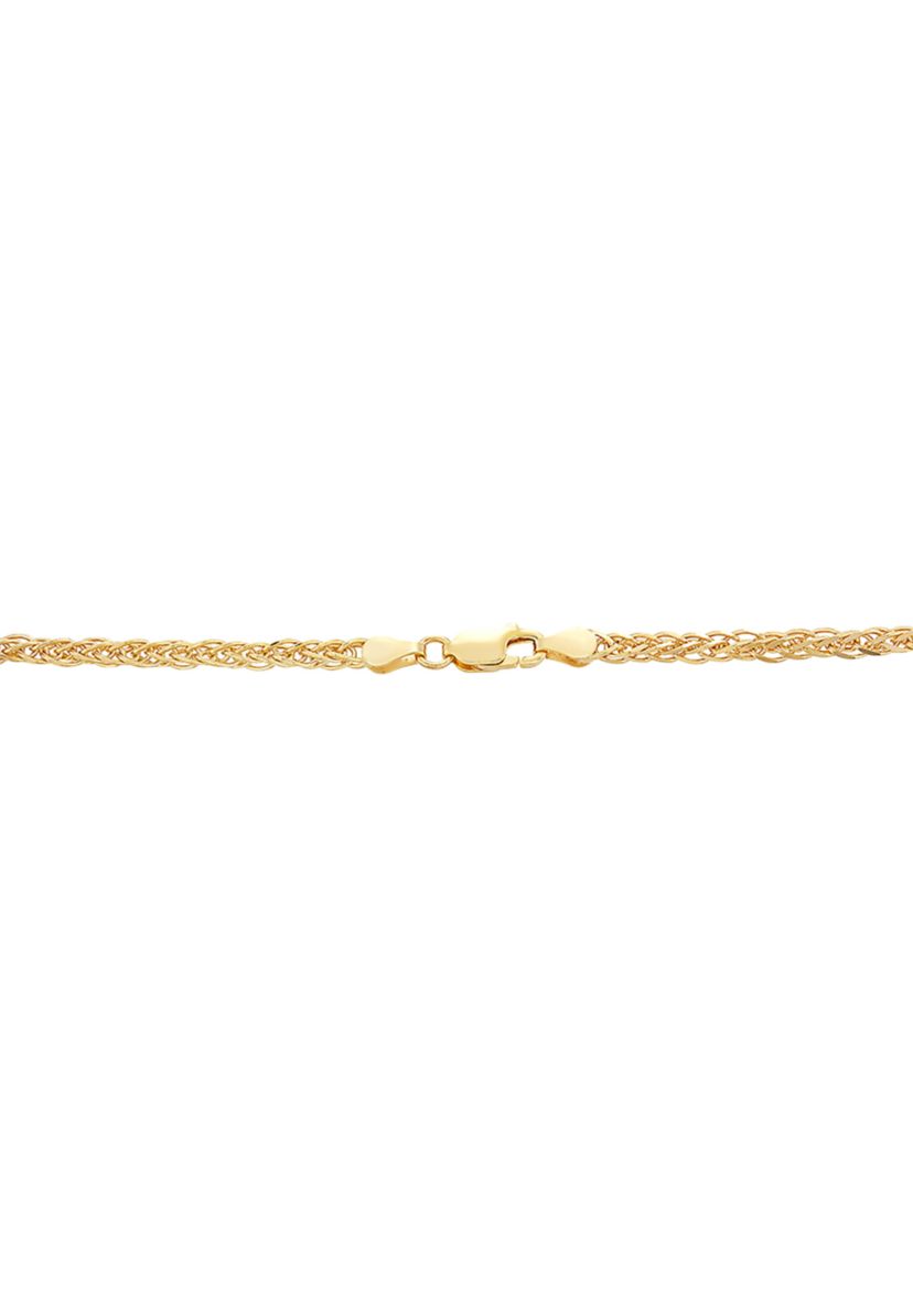 2.5 Millimeter Solid Round Wheat Chain Necklace  in Gold Over Sterling Silver