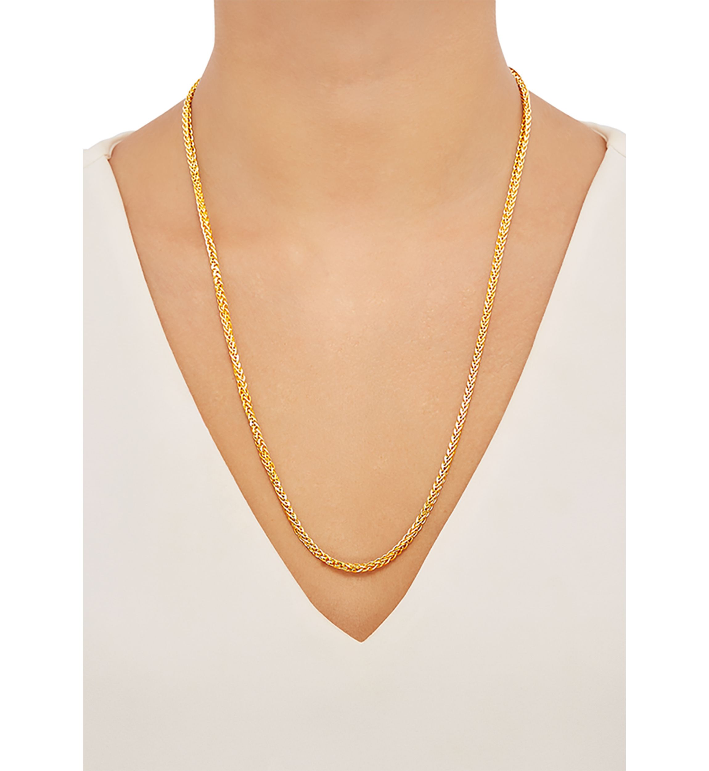 2.5 Millimeter Solid Round Wheat Chain Necklace  in Gold Over Sterling Silver