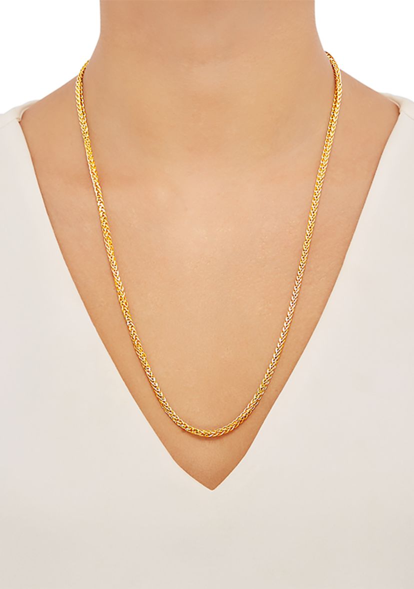 2.5 Millimeter Solid Round Wheat Chain Necklace  in Gold Over Sterling Silver