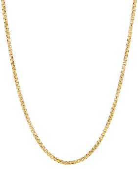 Belk & Co 2 Millimeter Solid Round Box Chain Necklace in Gold Over Sterling Silver