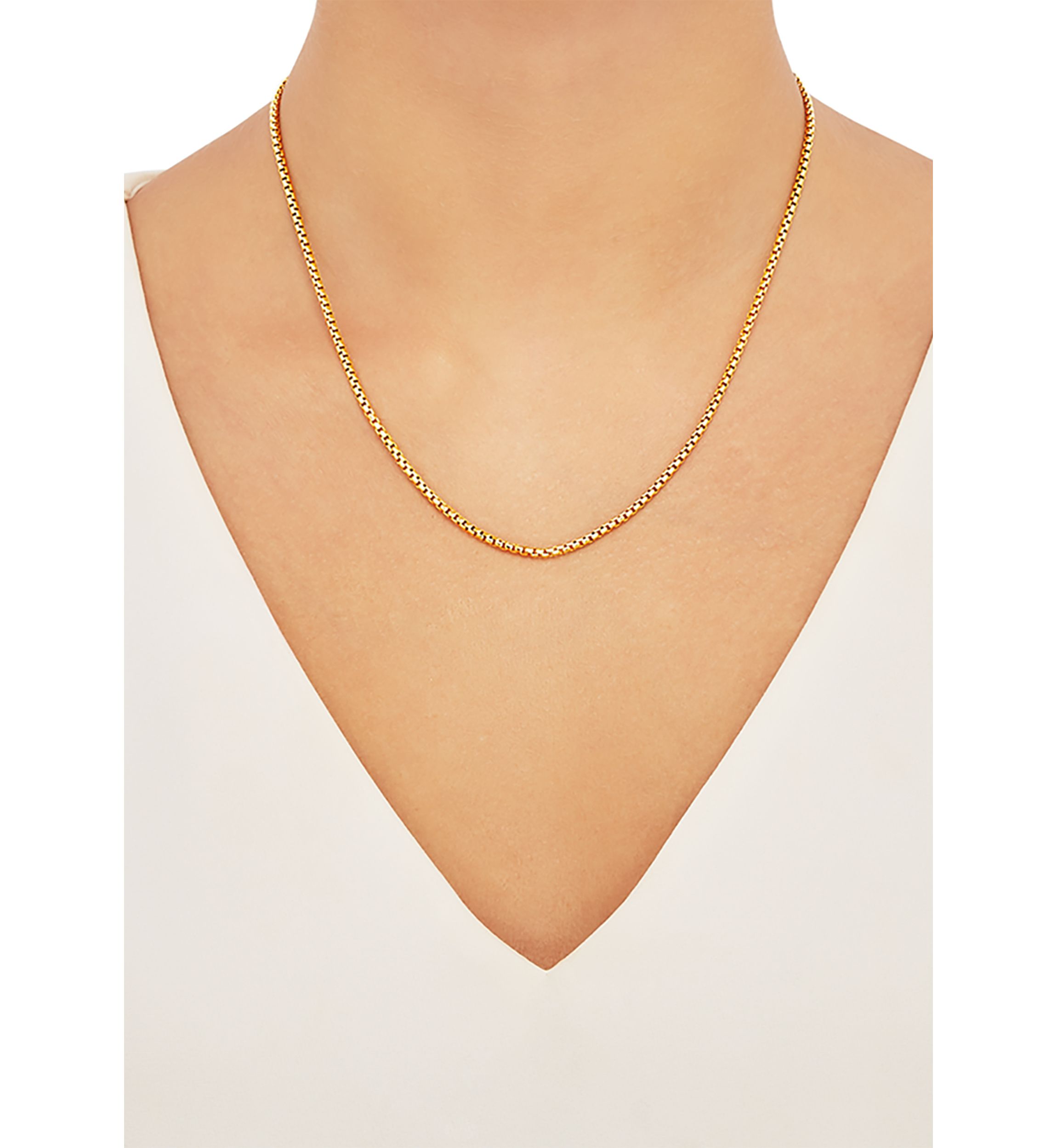 2 Millimeter Solid Round Box Chain Necklace in Gold Over Sterling Silver